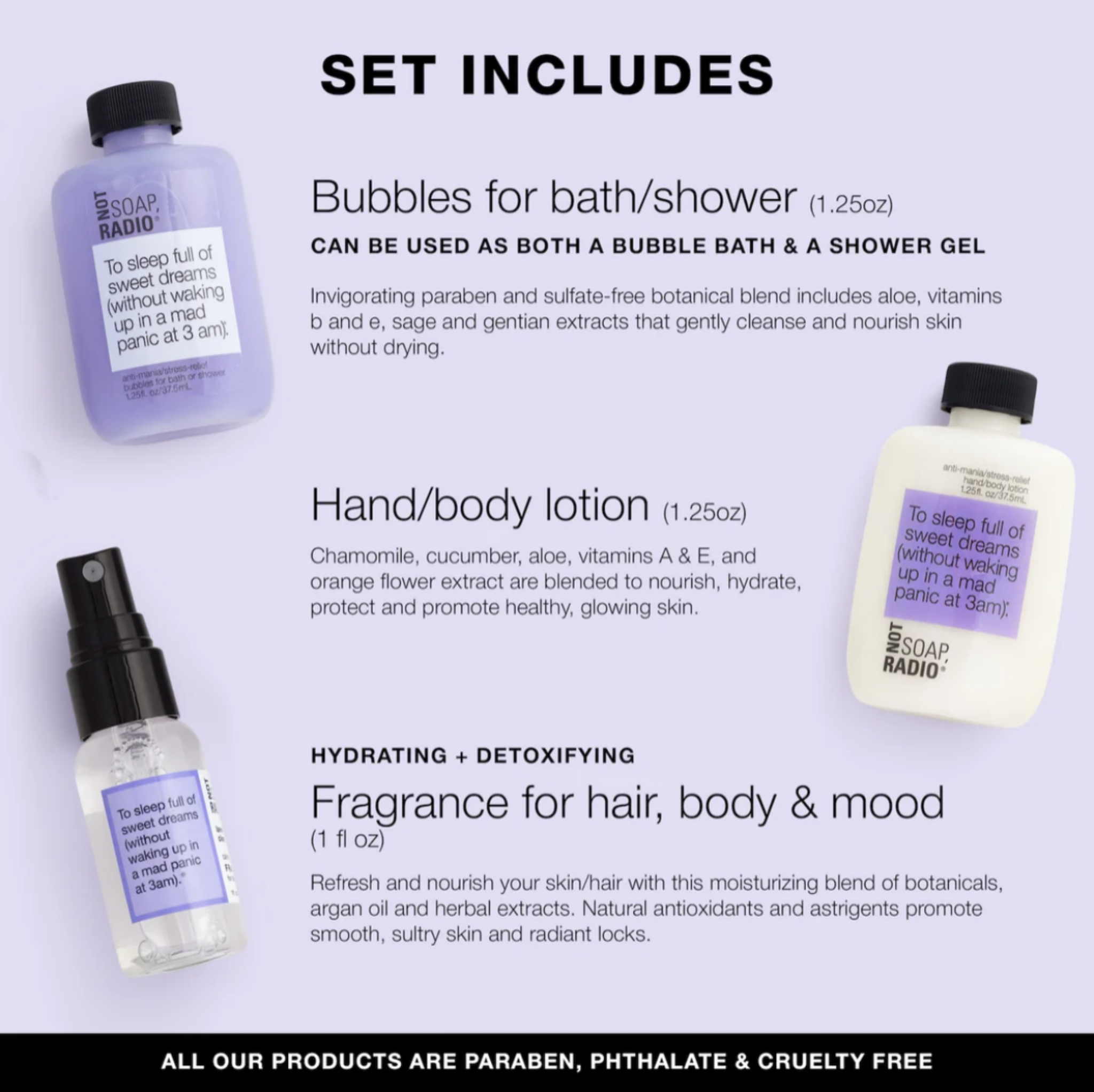 To Sleep Full of Sweet Dreams Mini Set (Lavender + Clementine) Not Soap, Radio