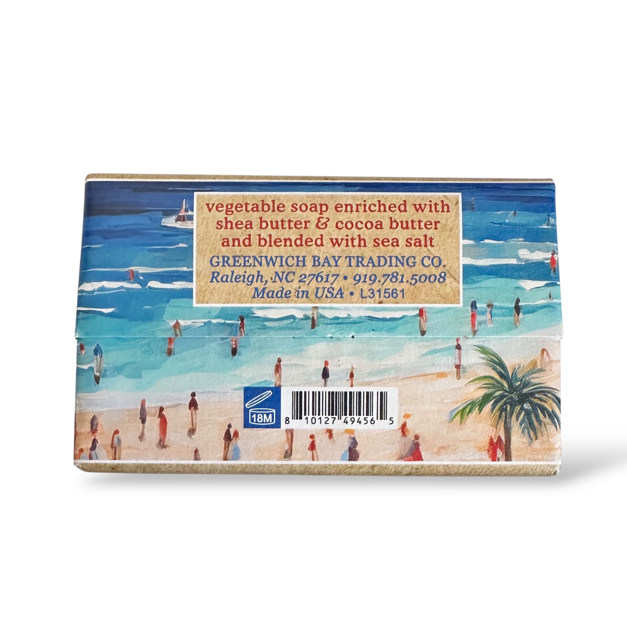 American Coast shea butter soap bar with beach and lighthouse label