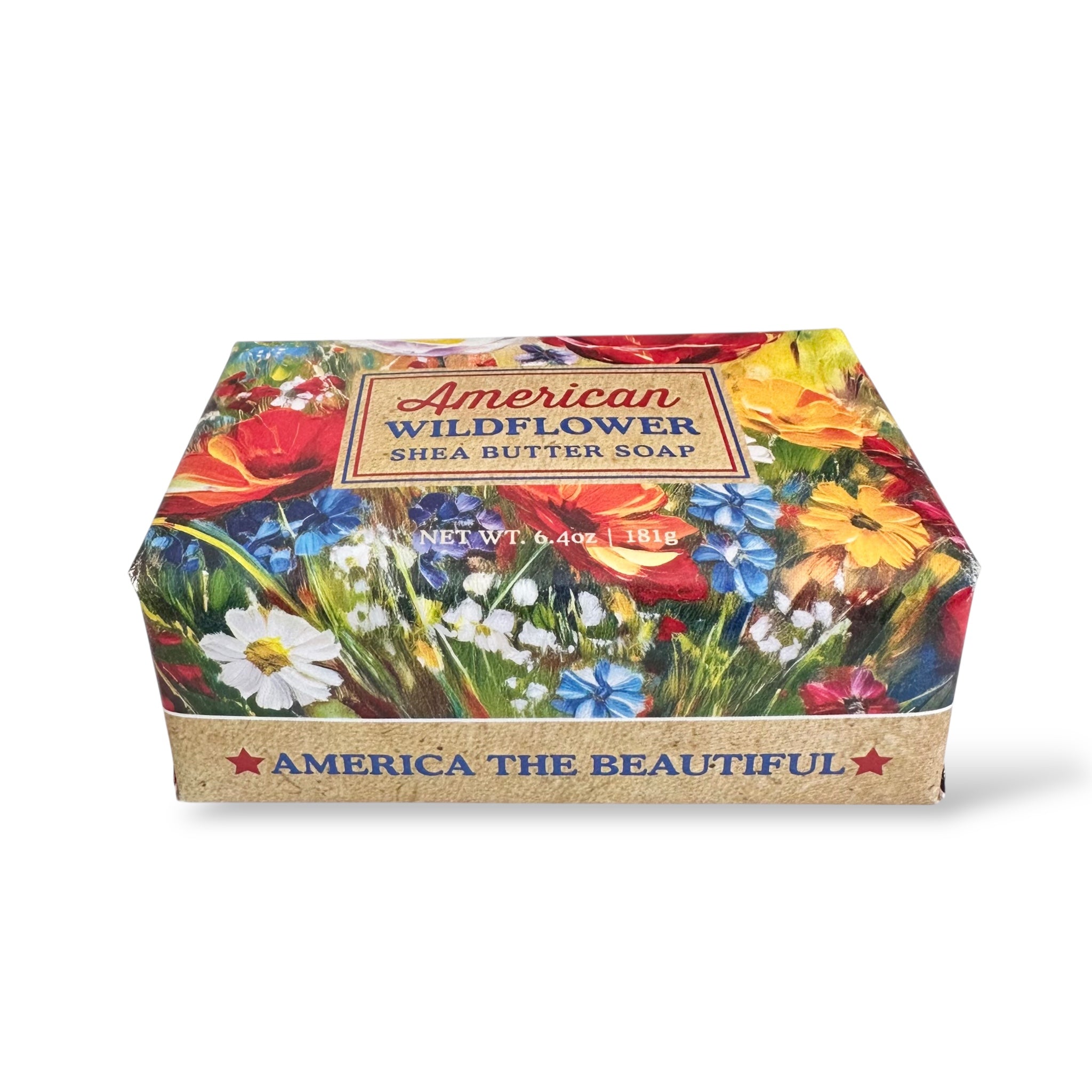 American wildflower American shea butter soap bar with colorful flower garden art