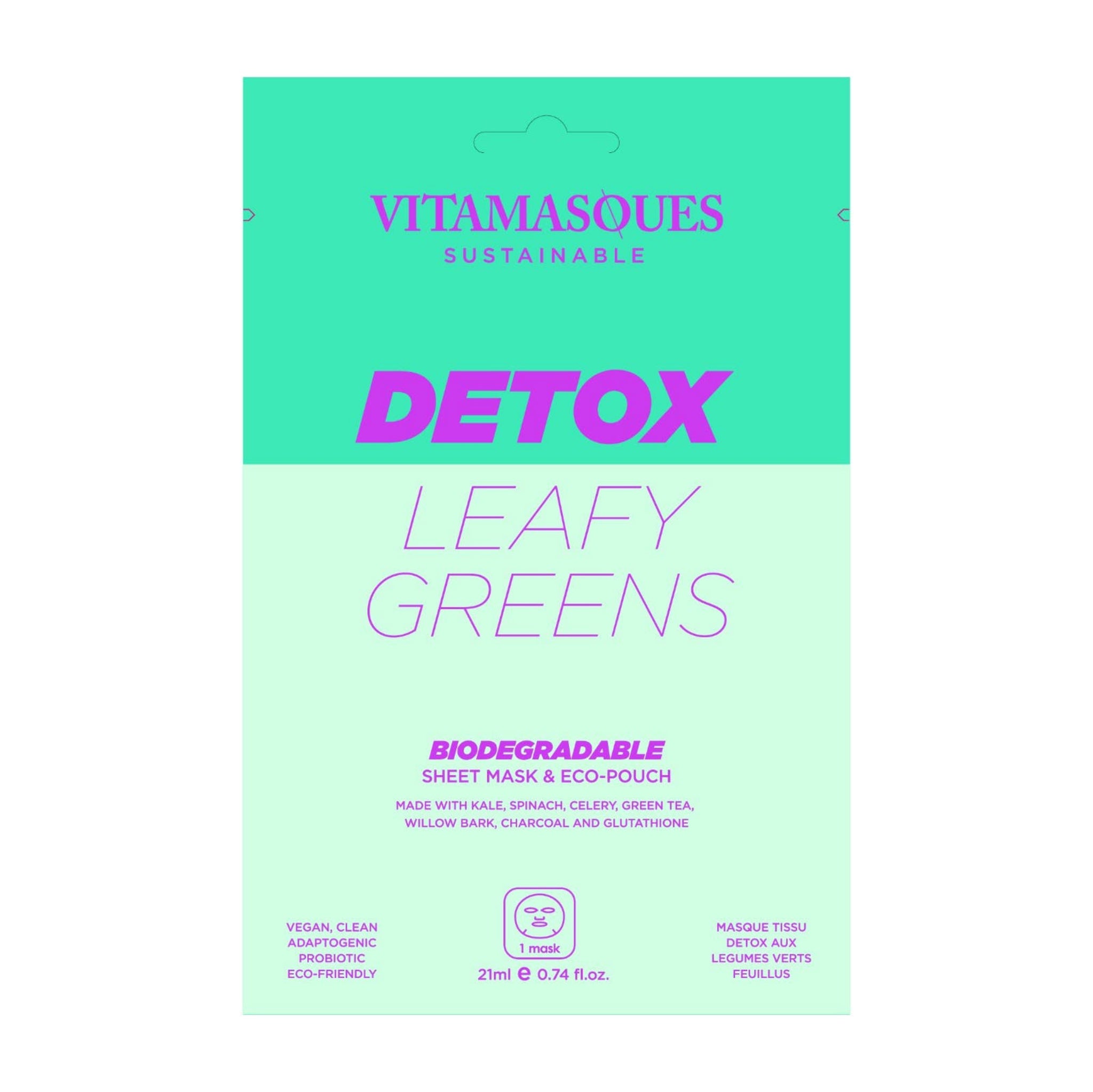 Detox LEAFY GREENS Biodegradable Face Sheet Mask