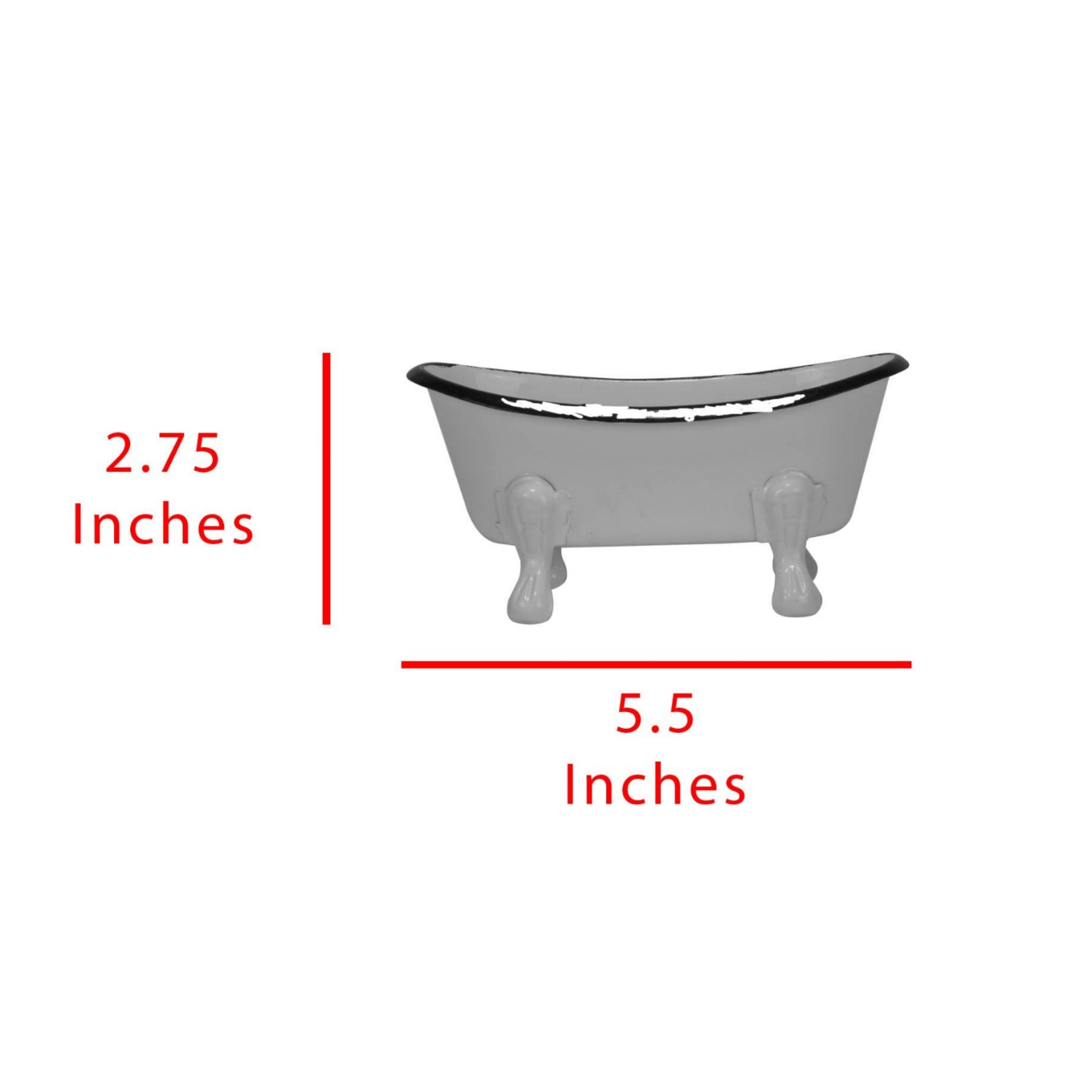 Enamel Bathtub Metal Soap Dish - DISTRESSED Vintage Look