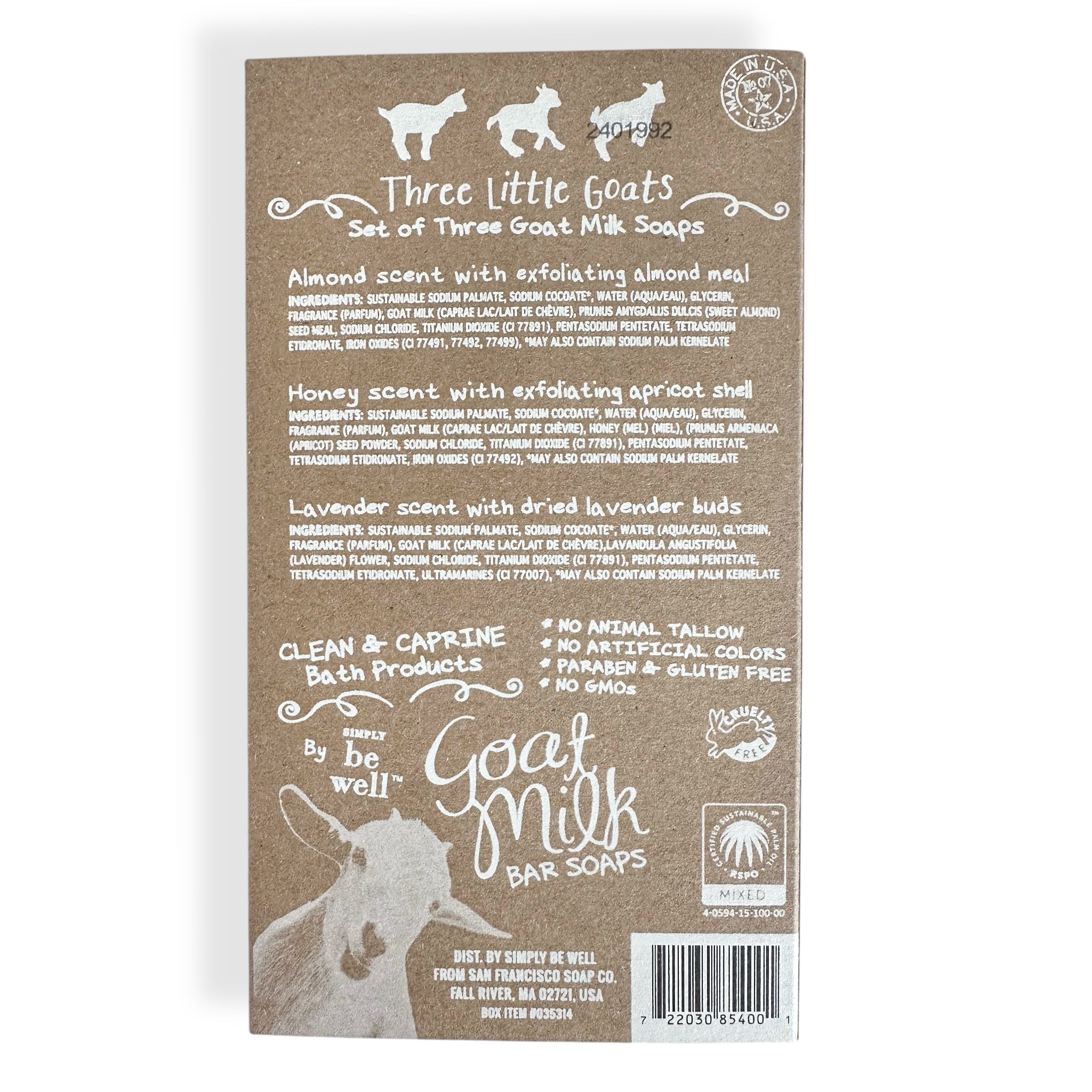 GOAT MILK SOAP SET - Almond, Honey and Lavender