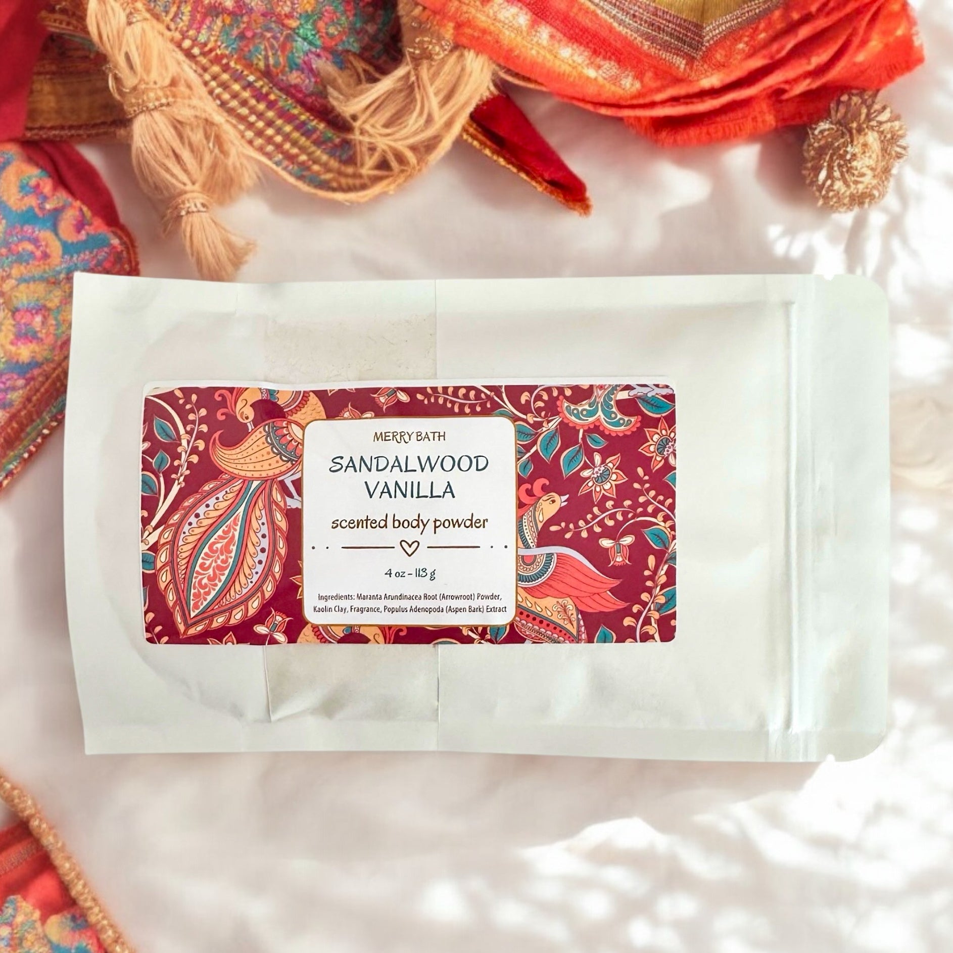 Natural Dusting Powder Pouch - SANDALWOOD VANILLA