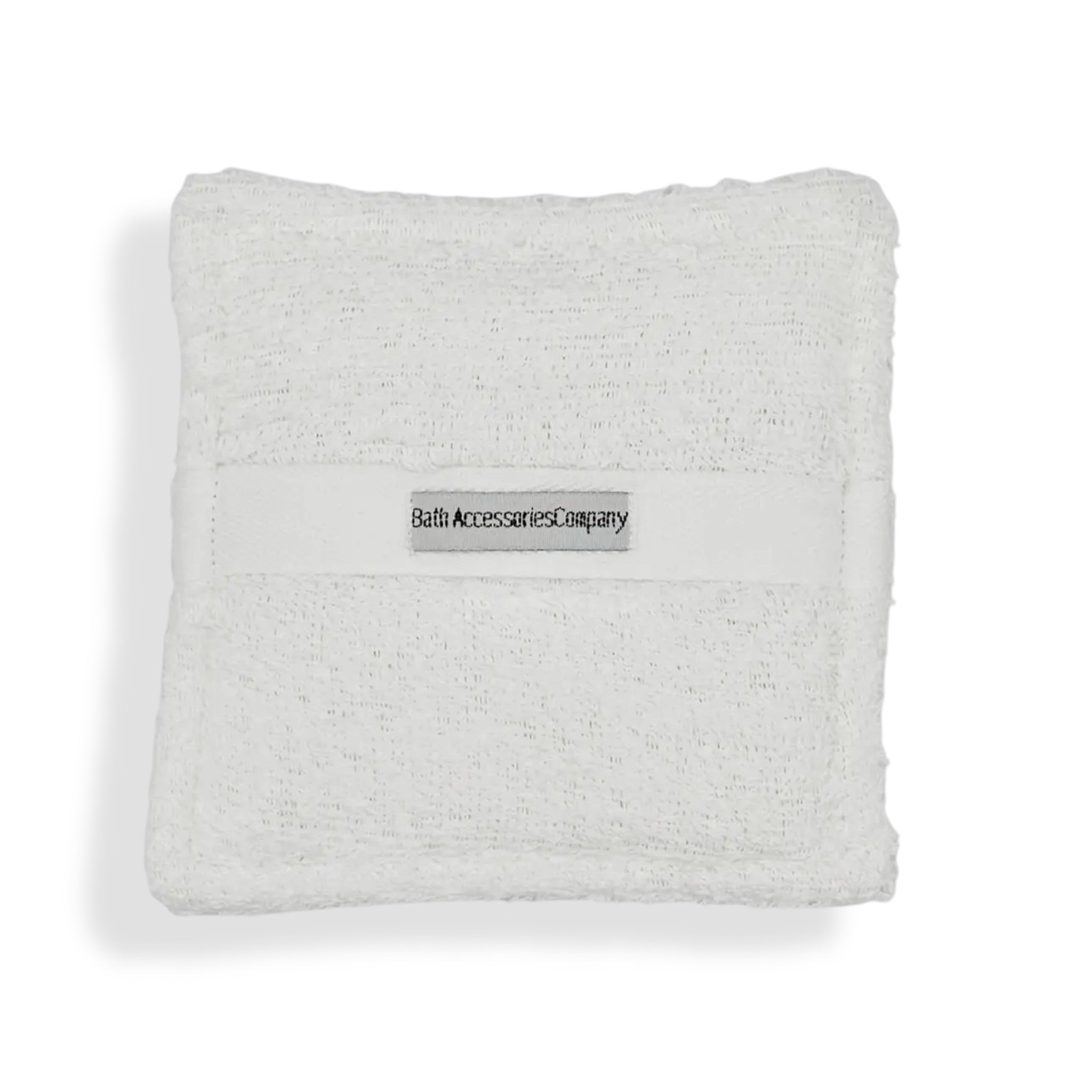 Soaping sponge pocket, white terry cloth with front pocket tab