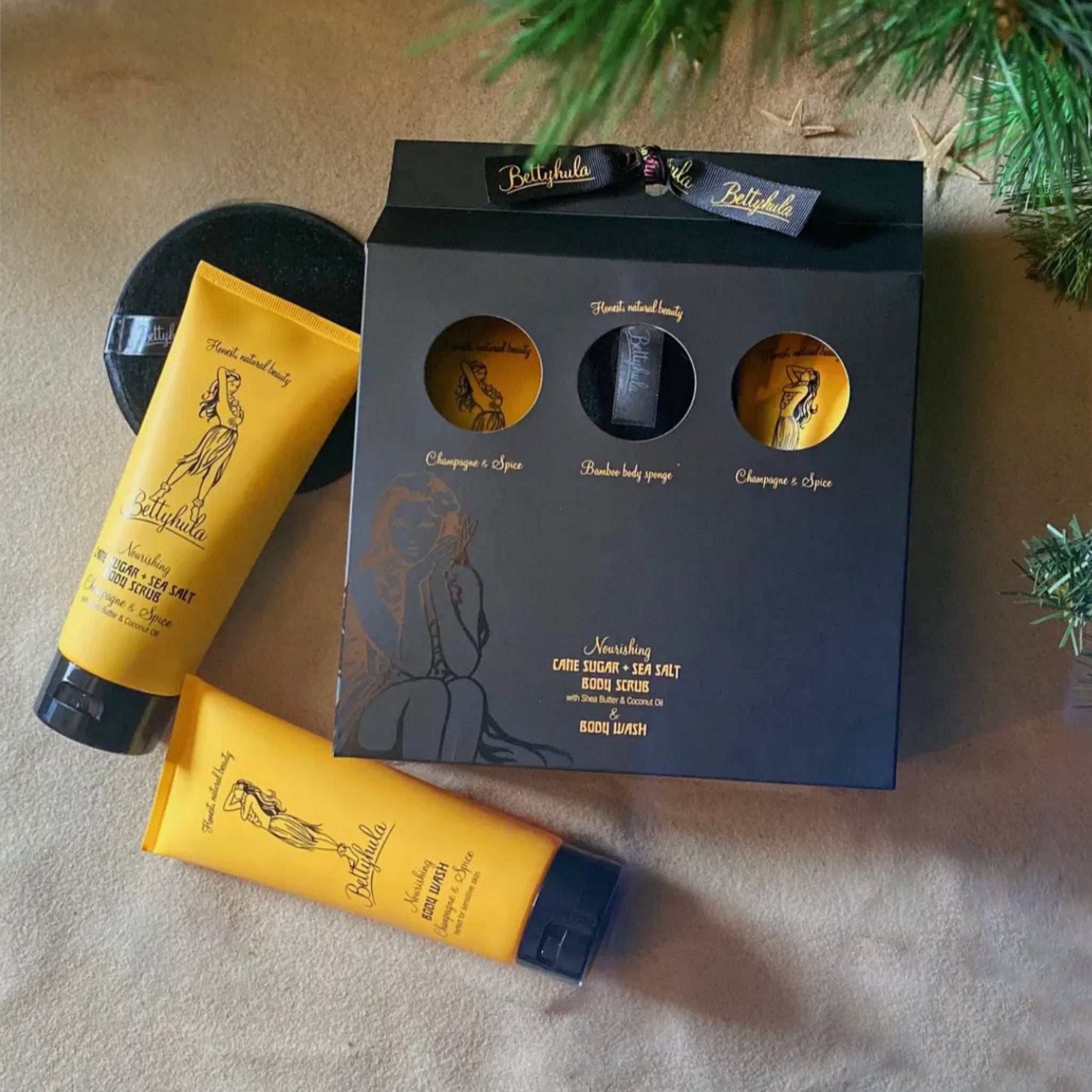 CHAMPAGNE & SPICE Body Scrub + Shower Gift Set