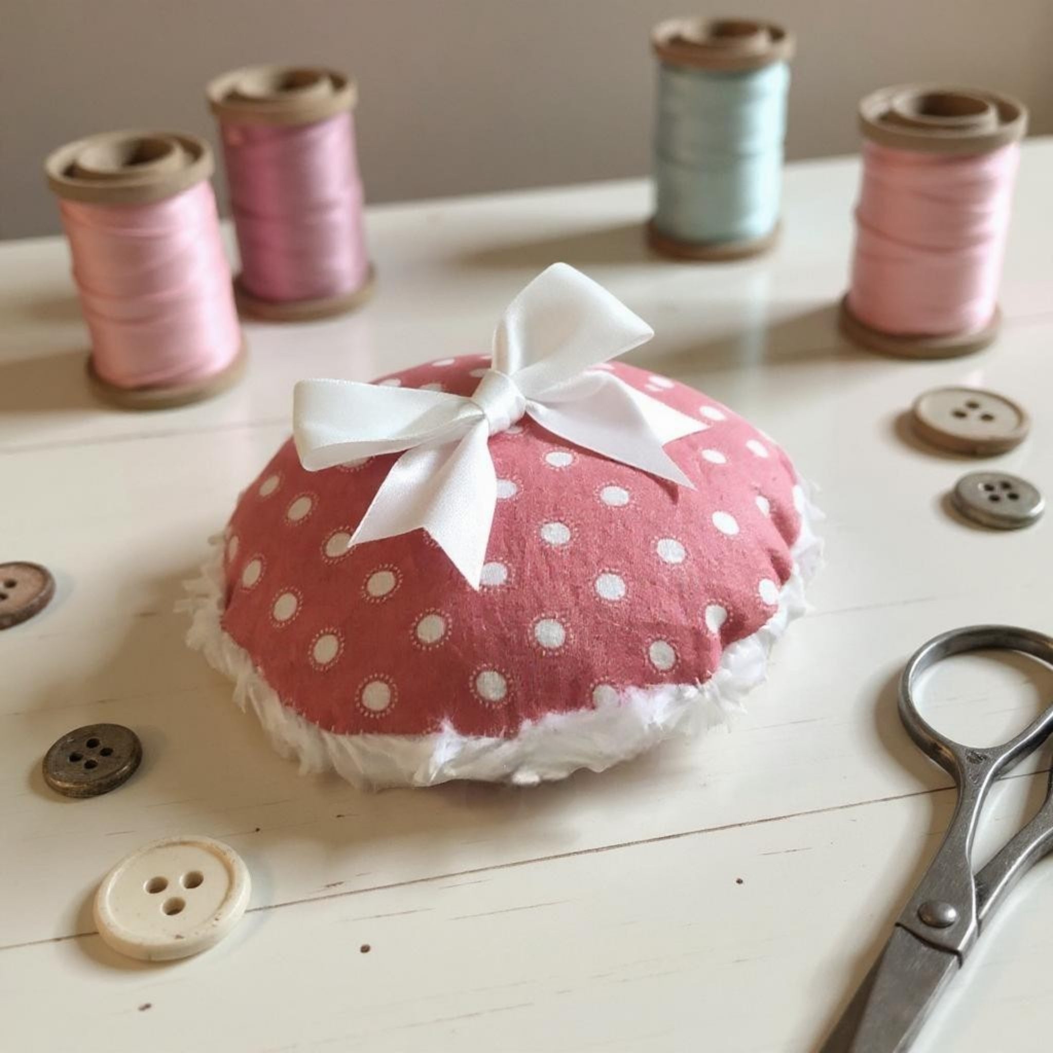 Luxe Puffs pink polka dot powder puff for dusting powder