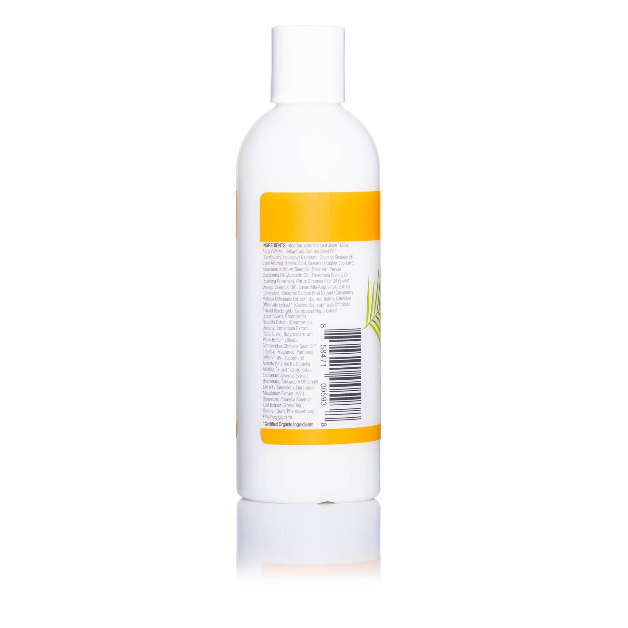 maui body lotion bottle with barcode label and yellow band