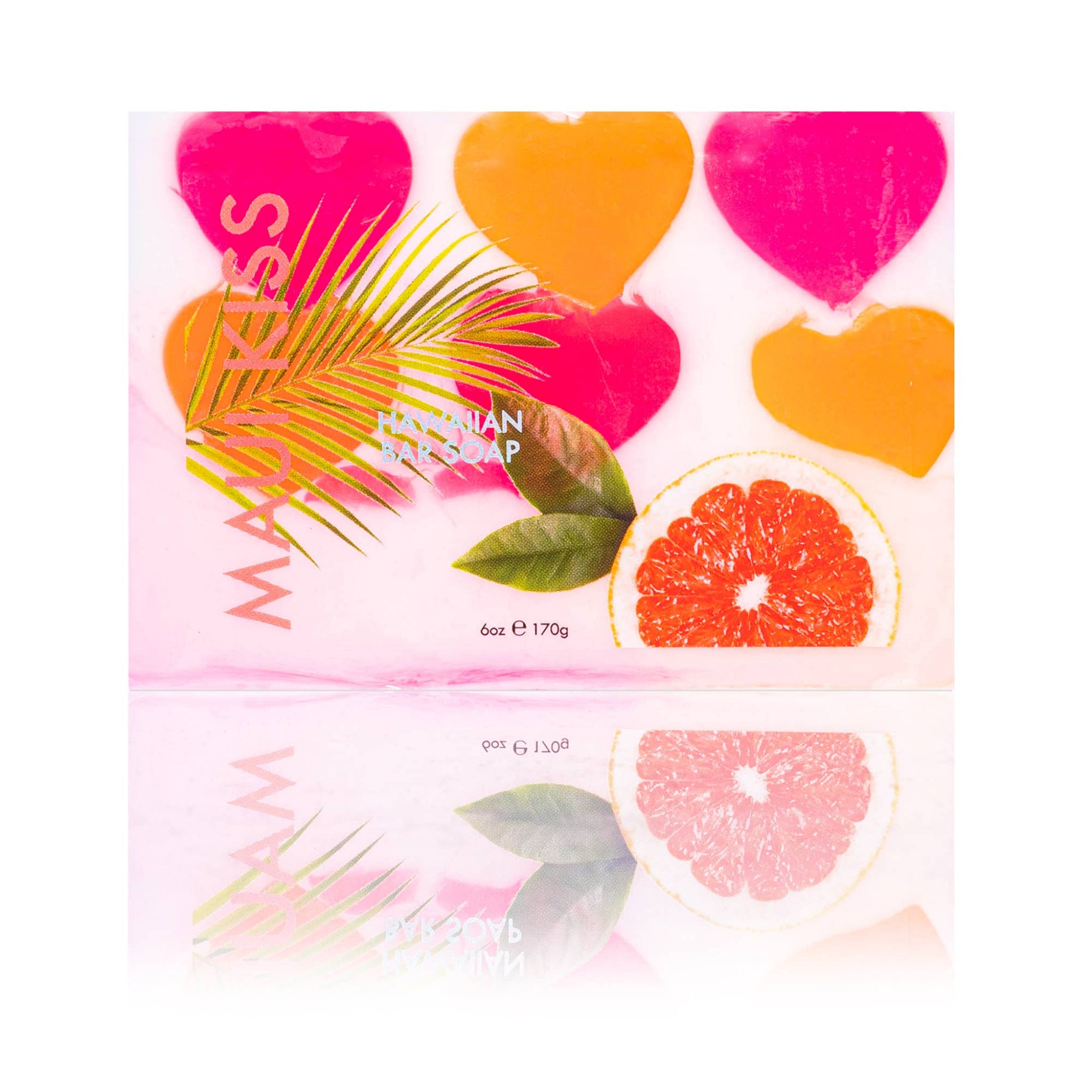 Makeup soap packaging with tropical design elements on a white background