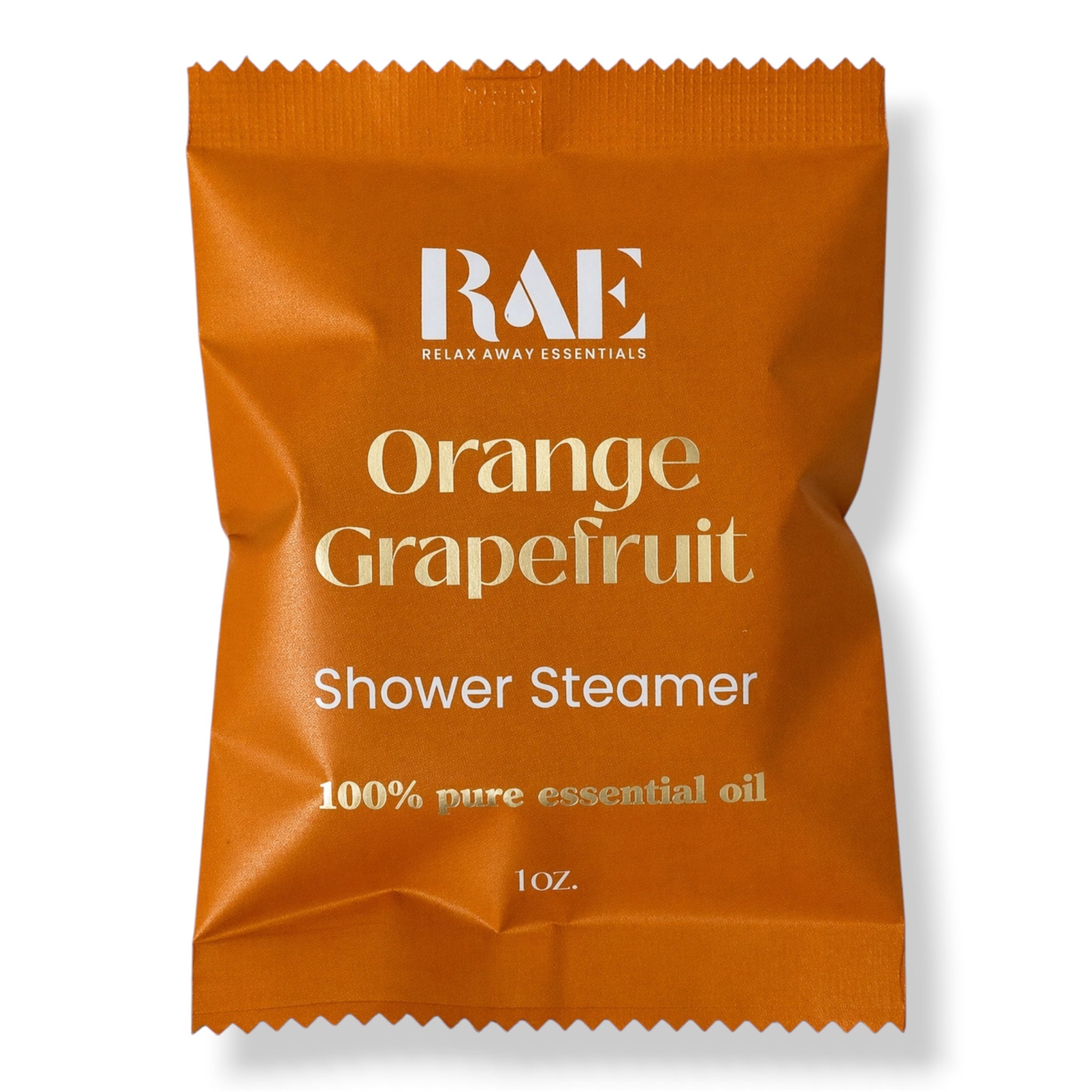 RAE Orange Grapefruit shower steamer sachet; 100% pure essential oil, 1 oz.