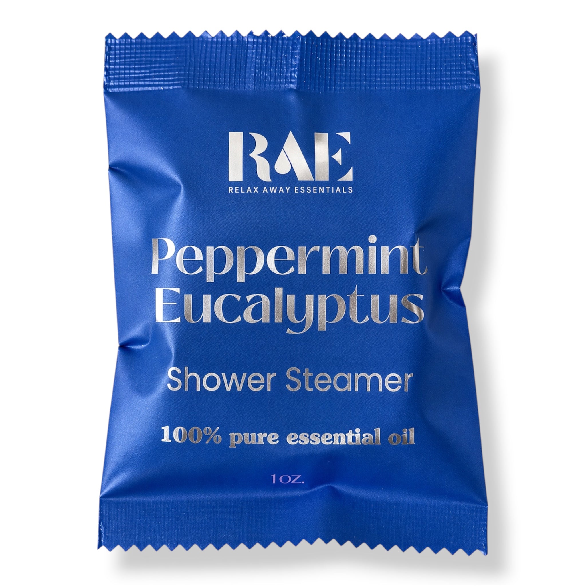 RAE Peppermint Eucalyptus shower steamer sachet; 100% pure essential oil, 1 oz.