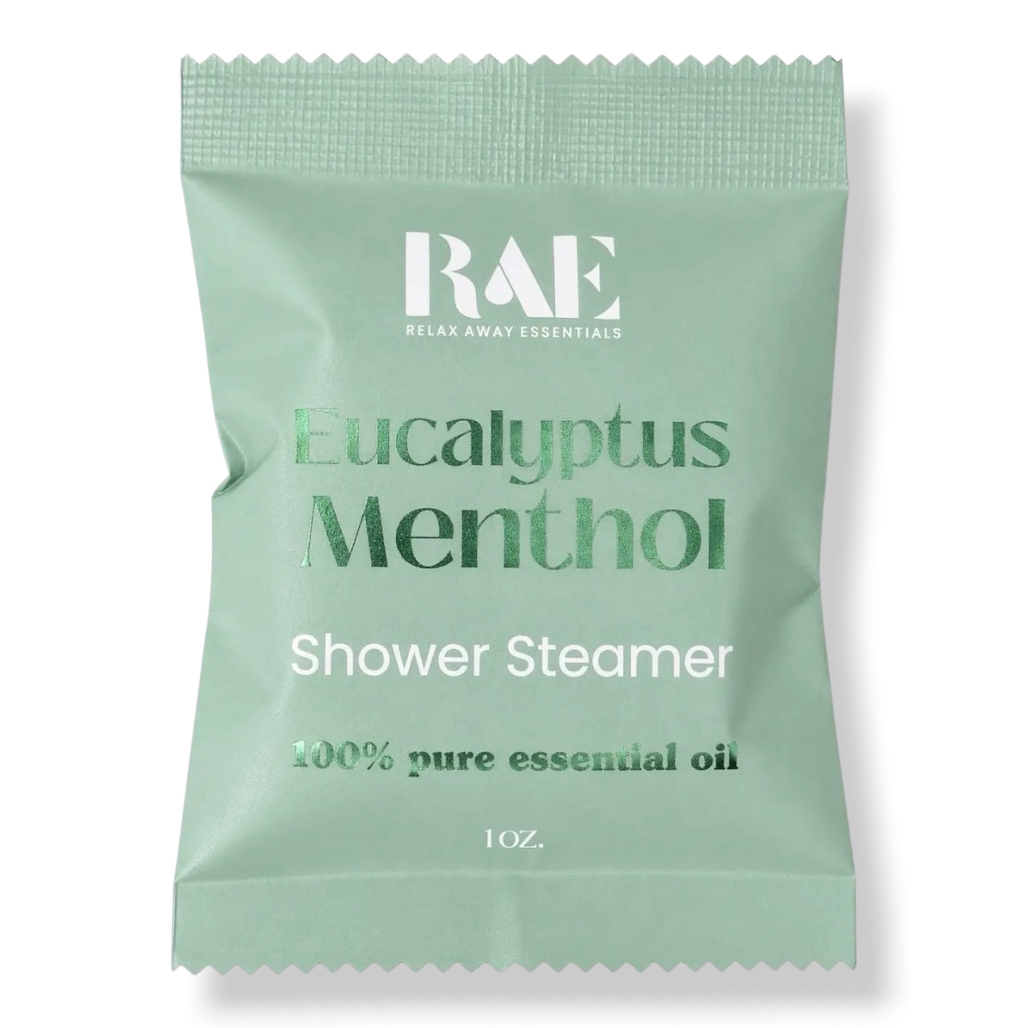 RAE Eucalyptus Menthol shower steamer sachet; 100% pure essential oil, 1 oz.