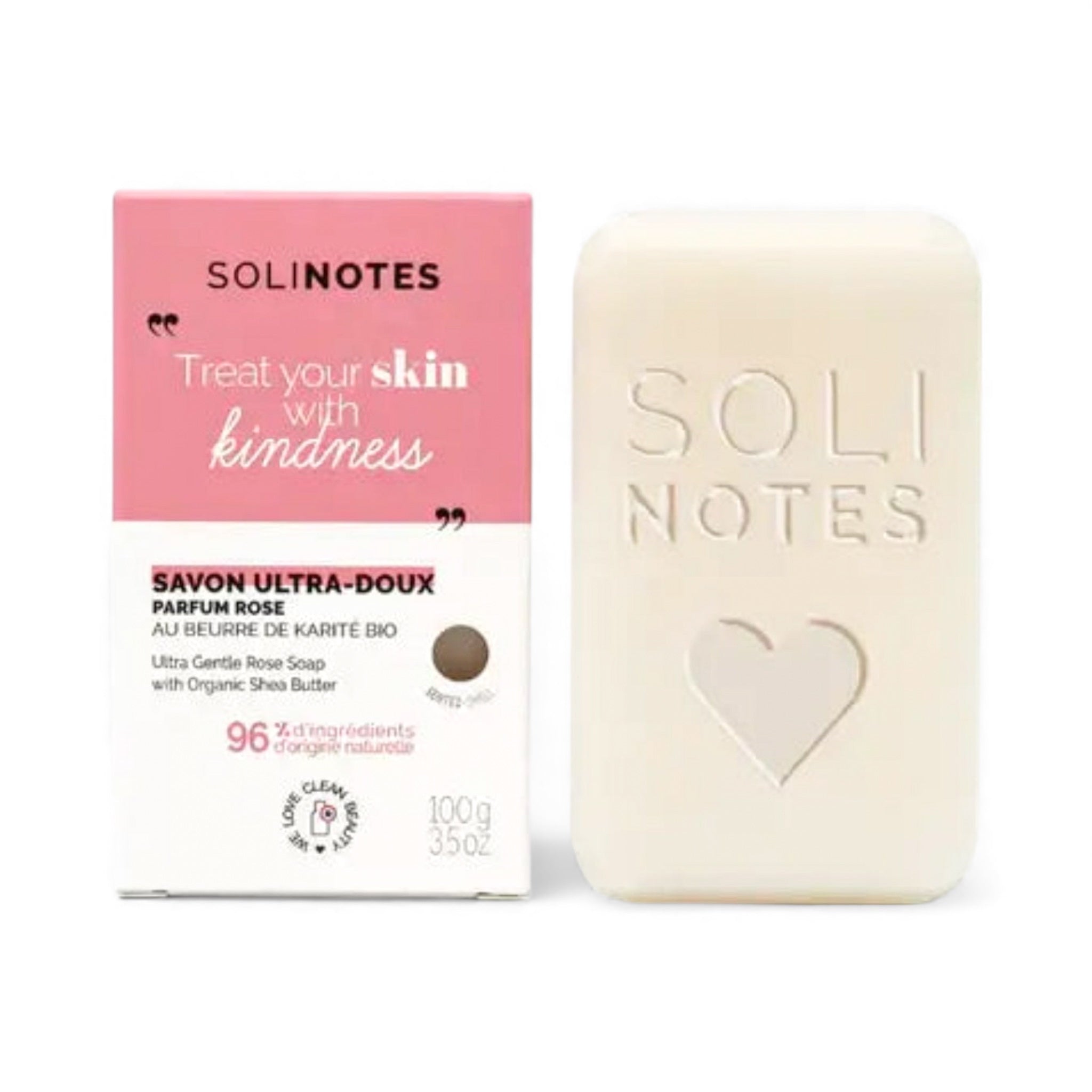 Rose gift set with SOLINOTES soap bar and pink ultra-soft perfume soap box