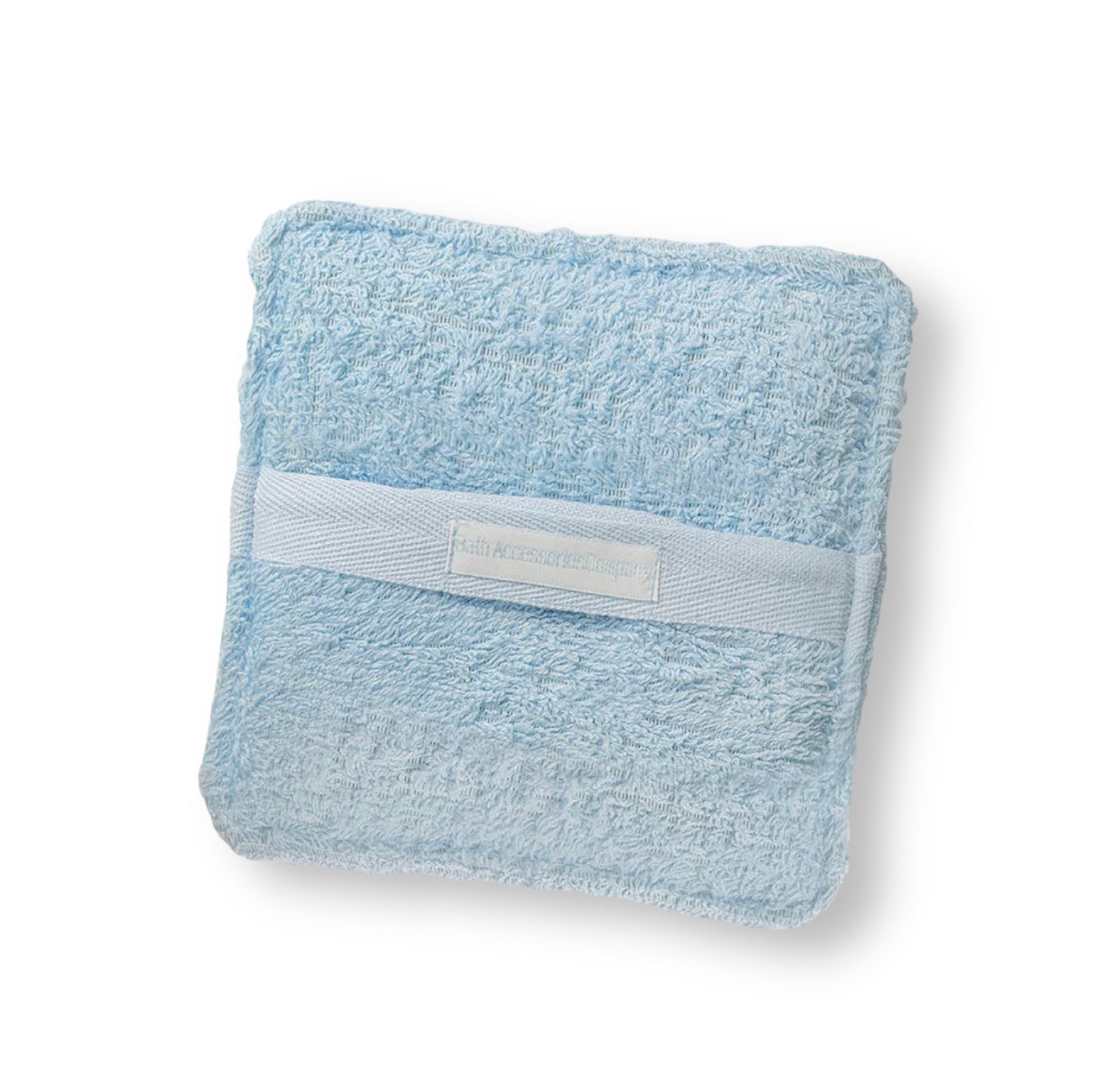 Soaping sponge pocket, light blue terry cloth with front pocket tab