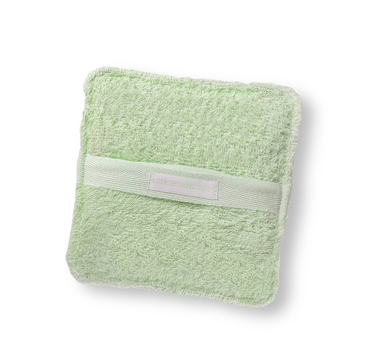 Soaping sponge pocket, light green terry cloth with front pocket tab
