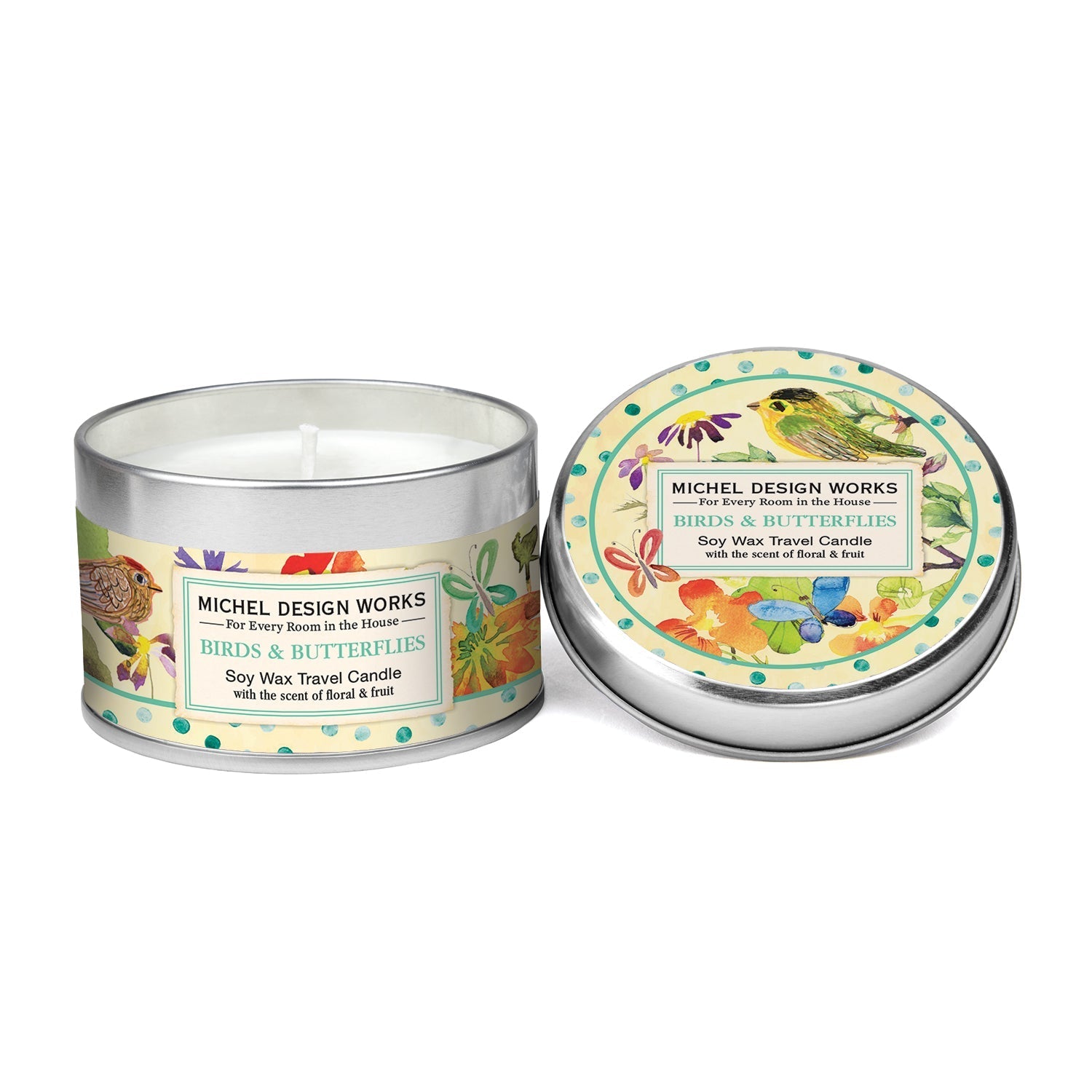 Michel Design Works Birds & Butterflies Travel Candle - MerryBath.com