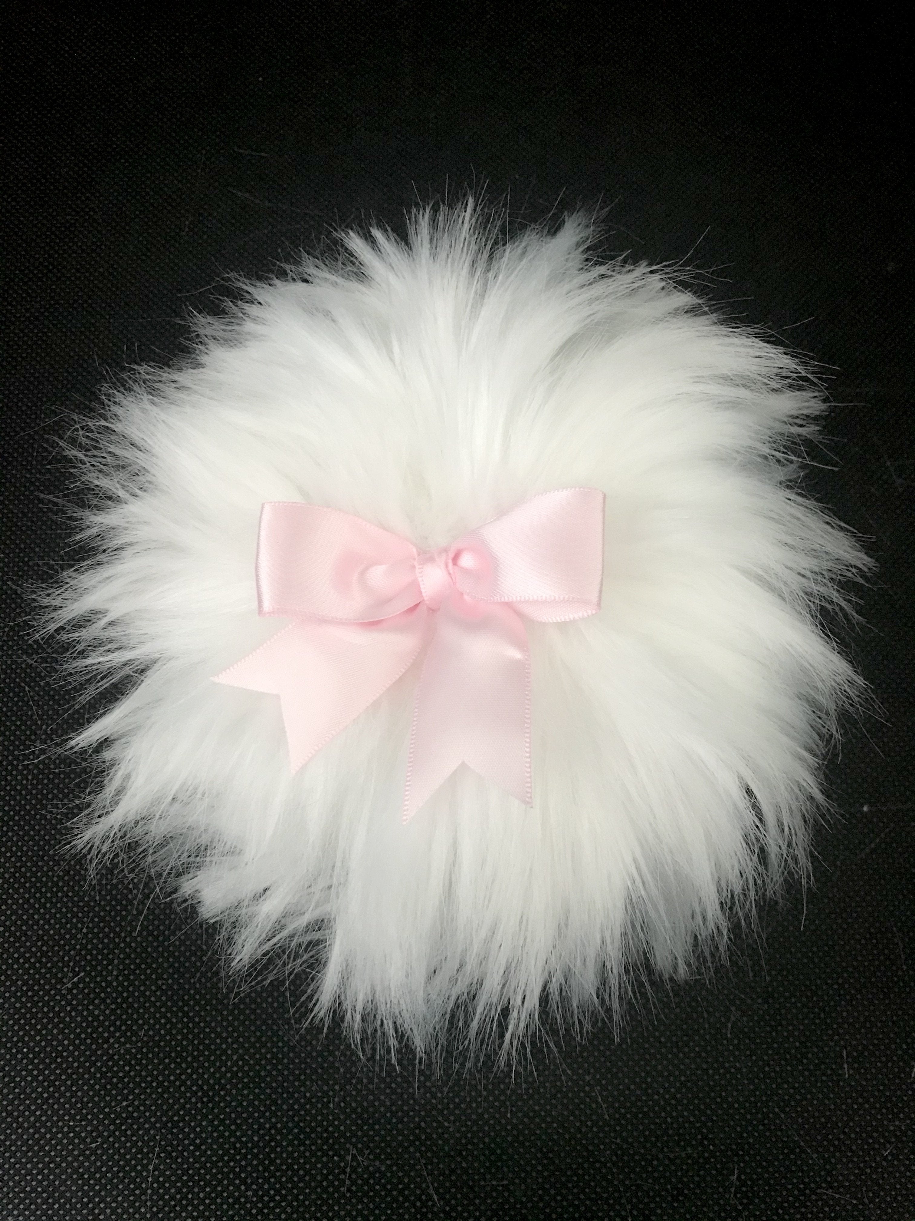 Accessories - Faux Fur Powder Puff - Large 5" - White / Pink