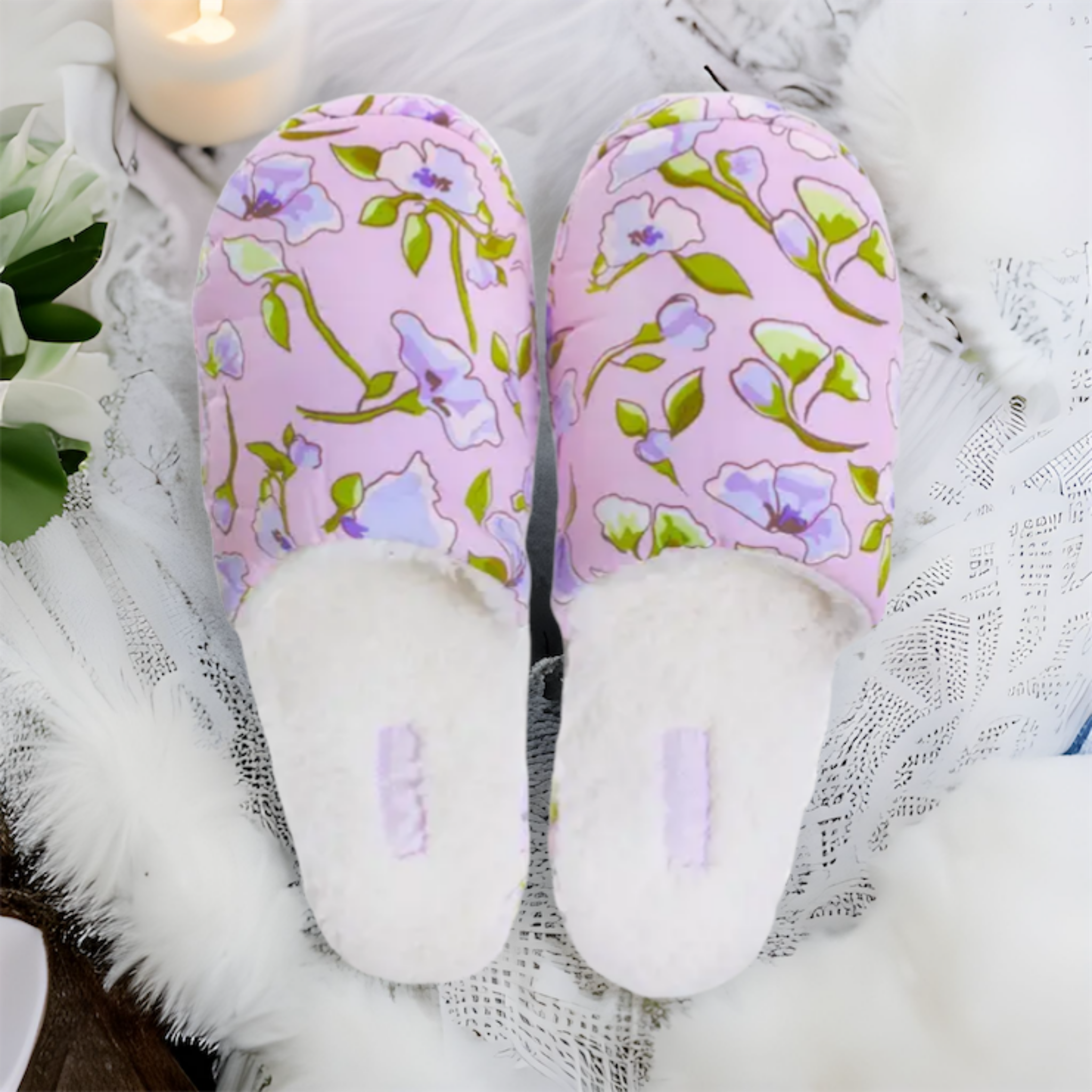 Spa Sister Floral Spa Slippers Lavender