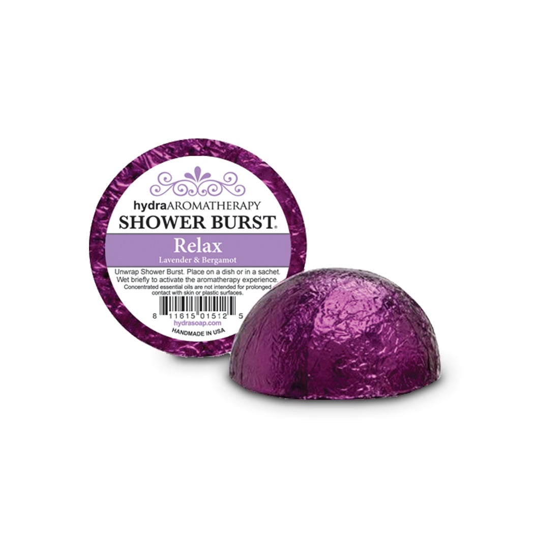 hydraAromatherapy Shower Burst Steamer Lavender Bergamot Relax gift set MerryBath.com