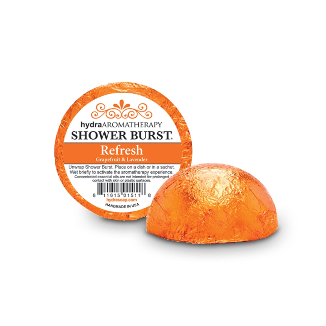 hydraAromatherapy Shower Burst Steamer Lavender Grapefruit Refresh gift set MerryBath.com