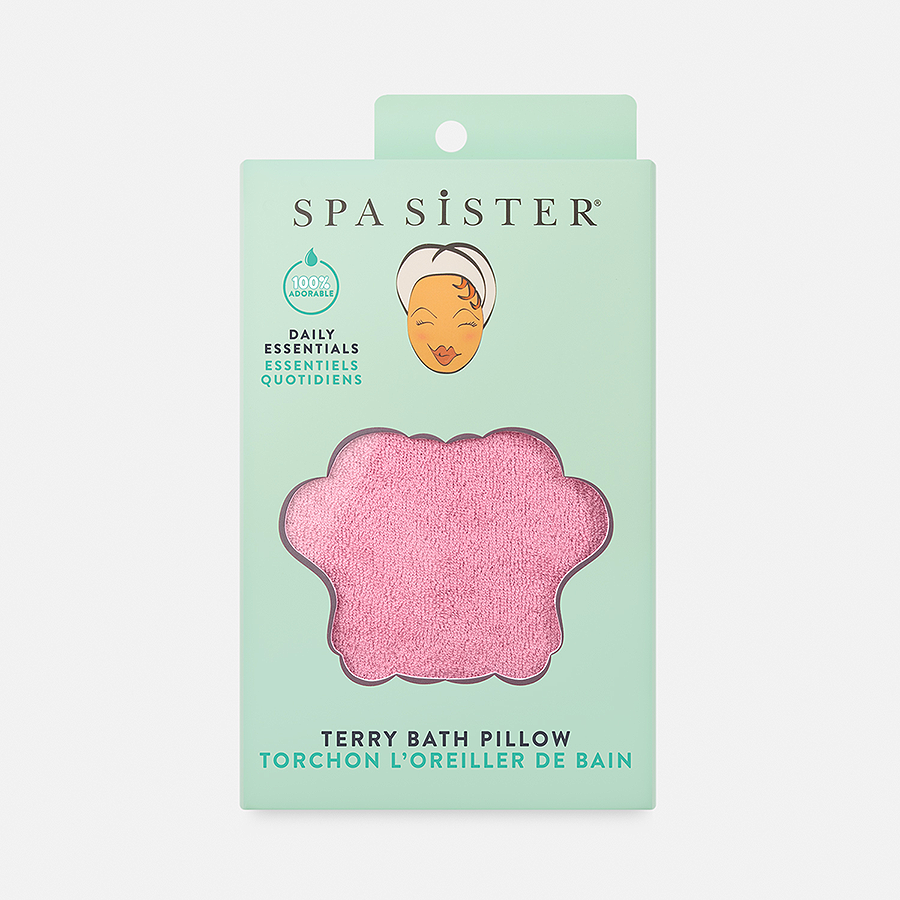 Spa Sister inflatable Terry Bath Pillow Green - MerryBath.com