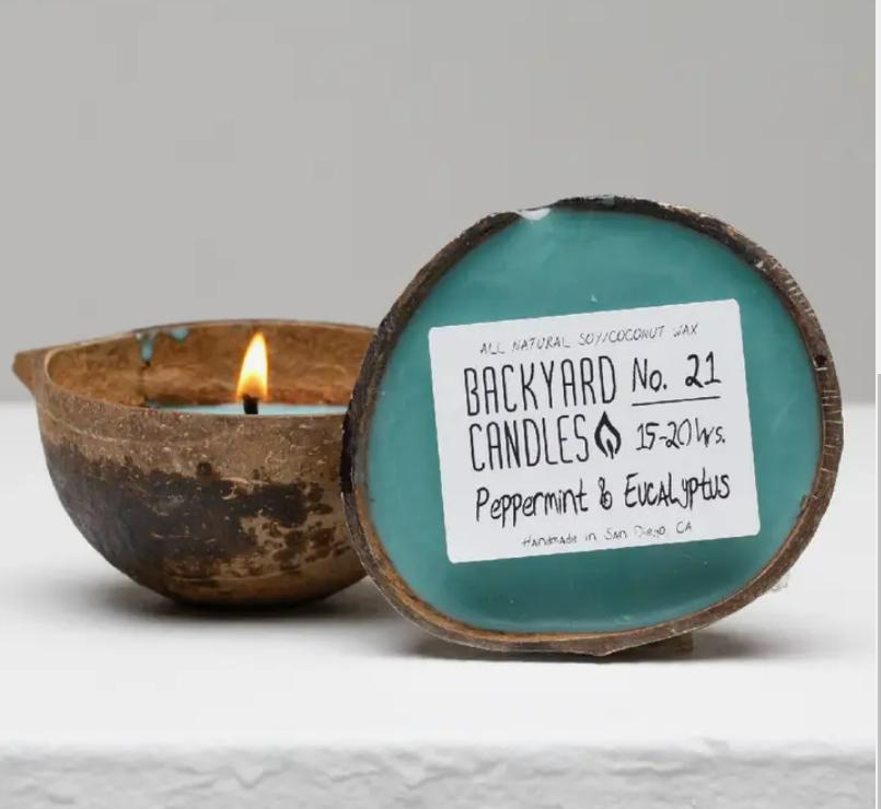 Peppermint Coconut Shell Candle