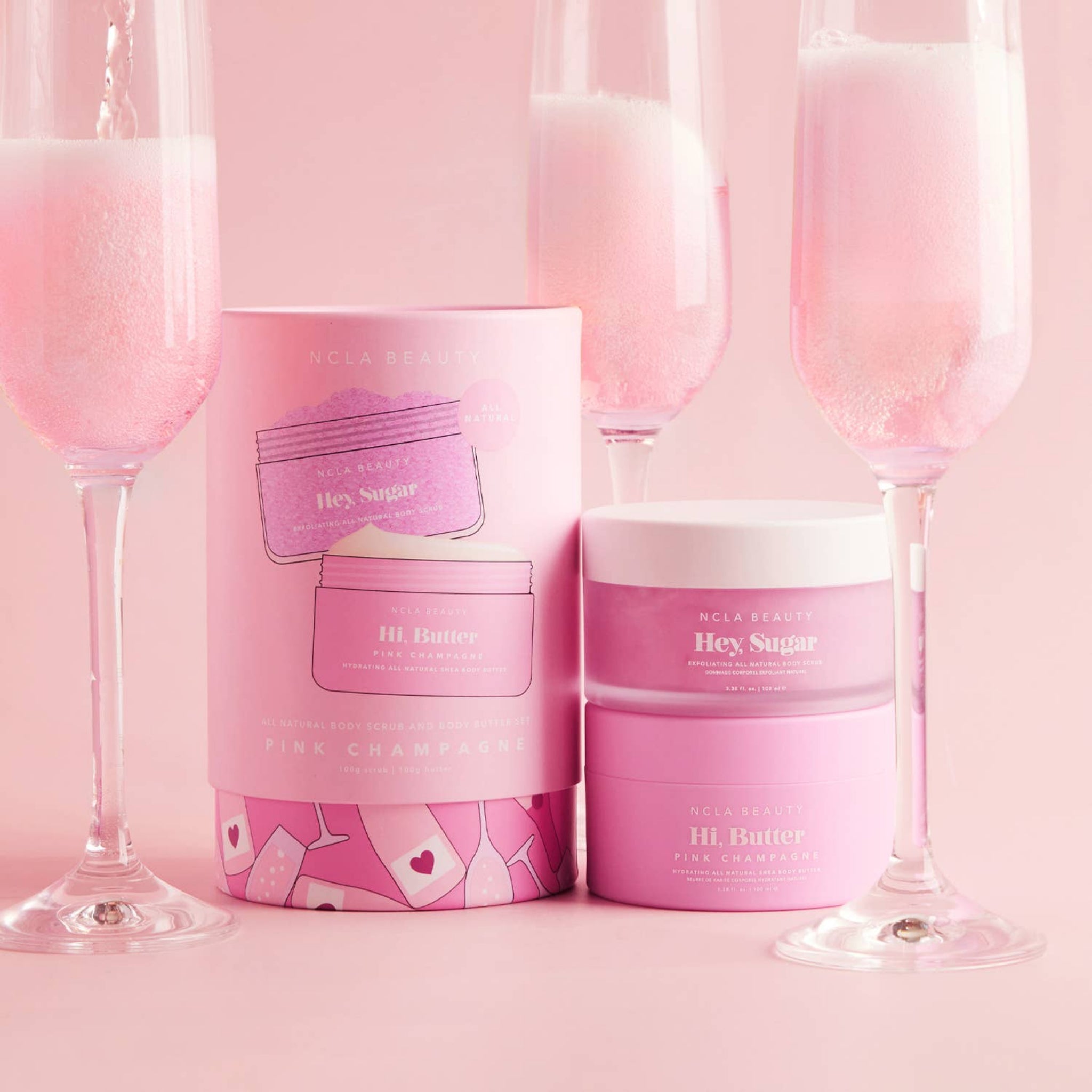 PINK CHAMPAGNE Body Scrub + Body Butter Set  NCLA Beauty