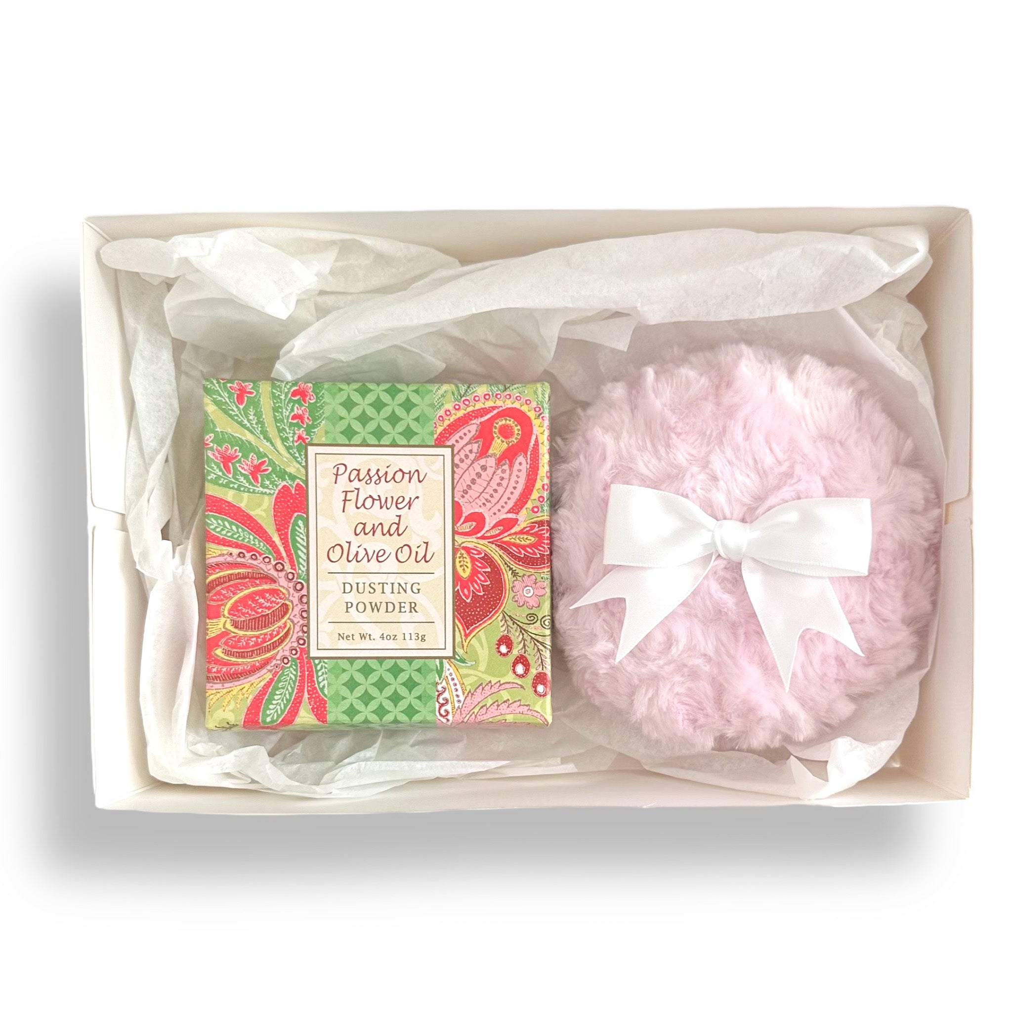 Dusting Powder & Puff GIFT SET - Greenwich Bay Trading Company + Luxe Puffs - Passionflower