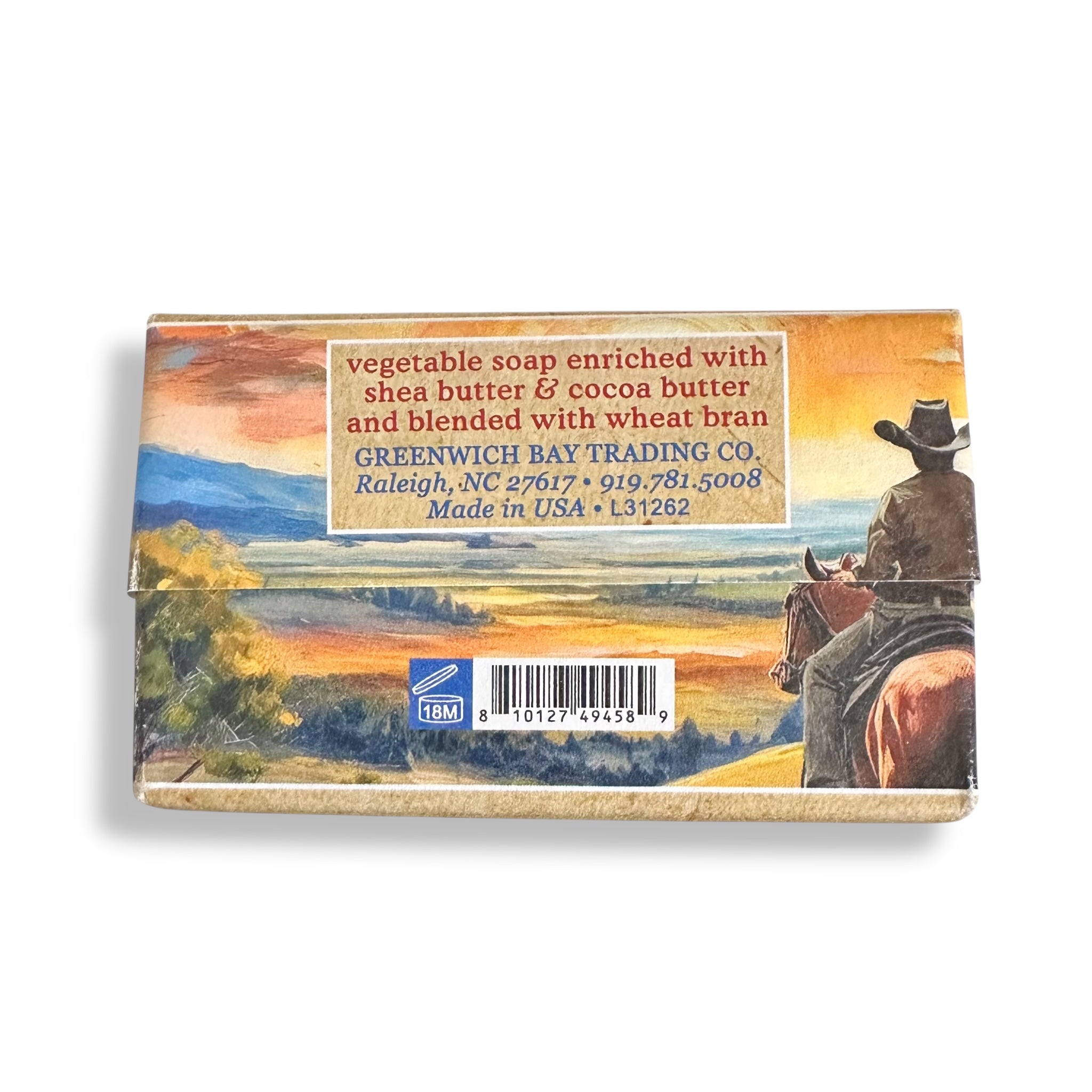 Back of home sweet home vegetable soap box with ingredient text and barcode