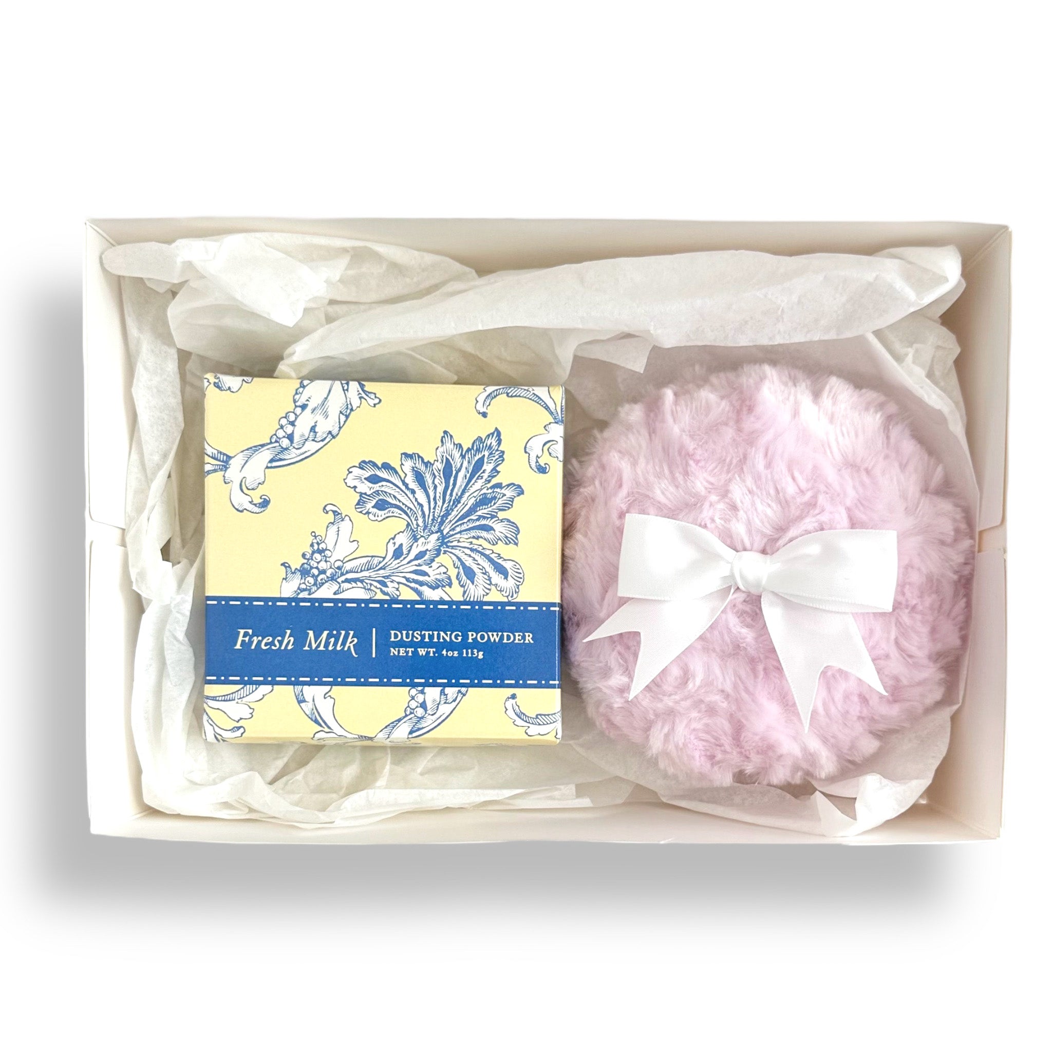 Dusting Powder & Puff GIFT SET - Greenwich Bay Trading Company + Luxe Puffs  Fresh Milk