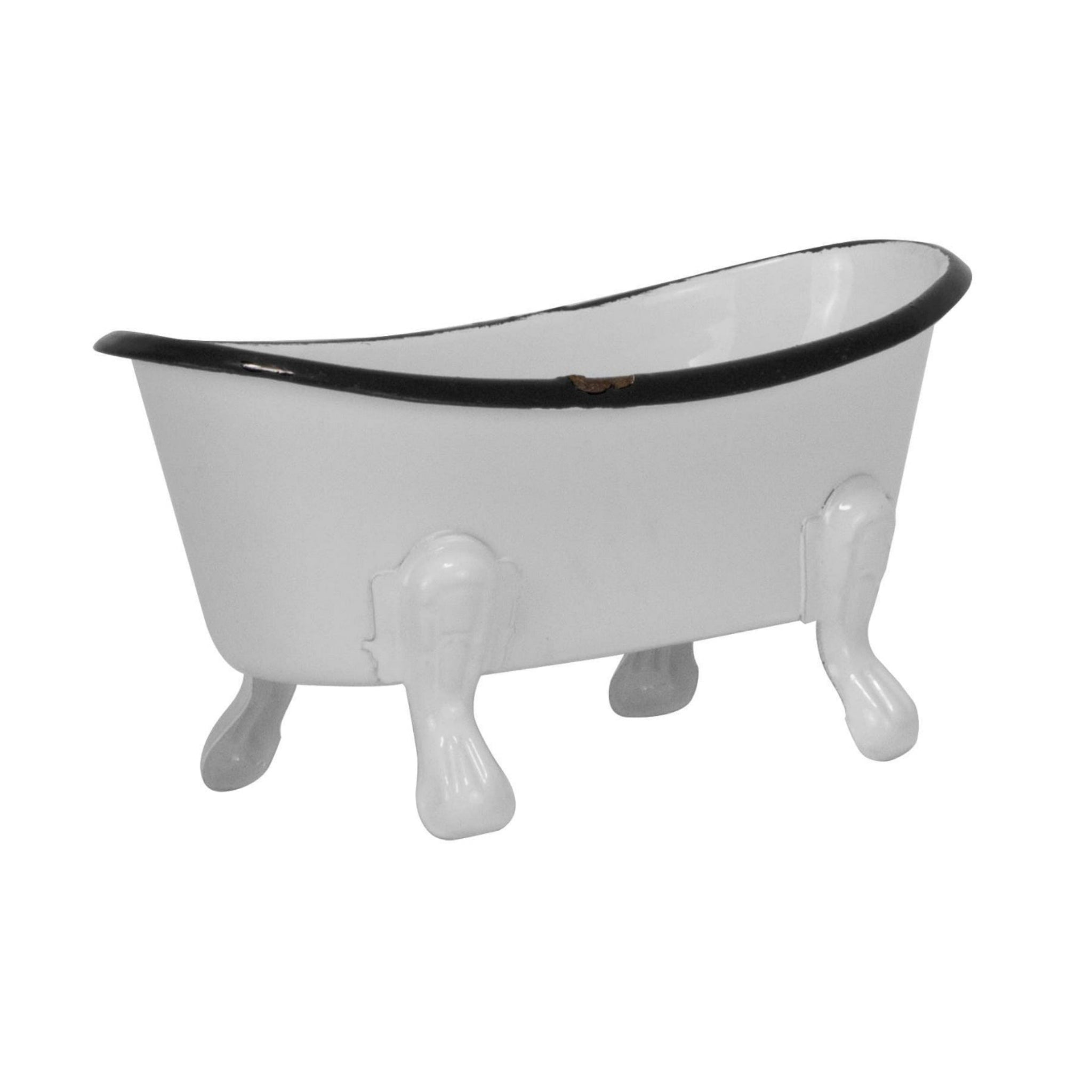 Enamel Bathtub Metal Soap Dish - DISTRESSED Vintage Look