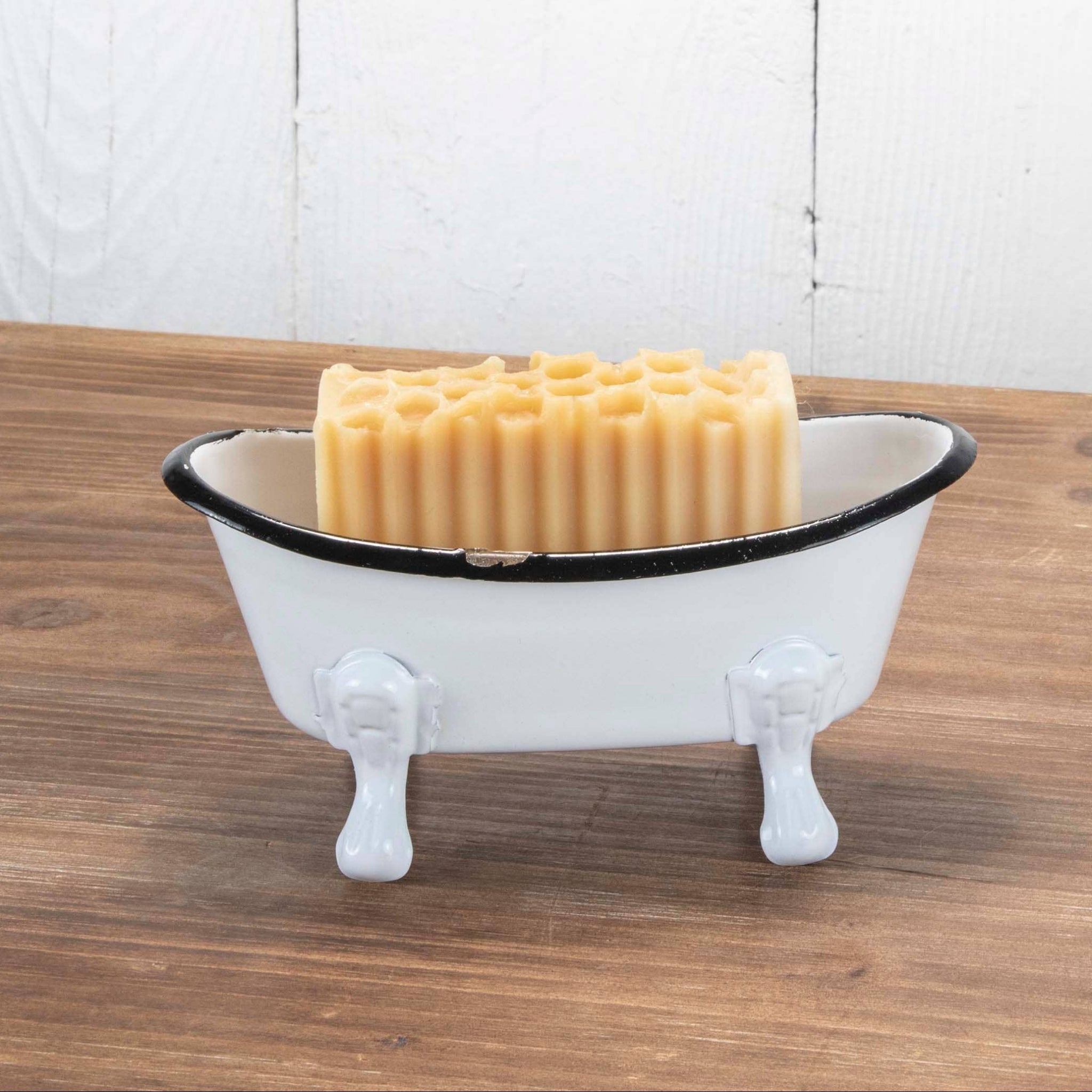 Enamel Bathtub Metal Soap Dish - DISTRESSED Vintage Look
