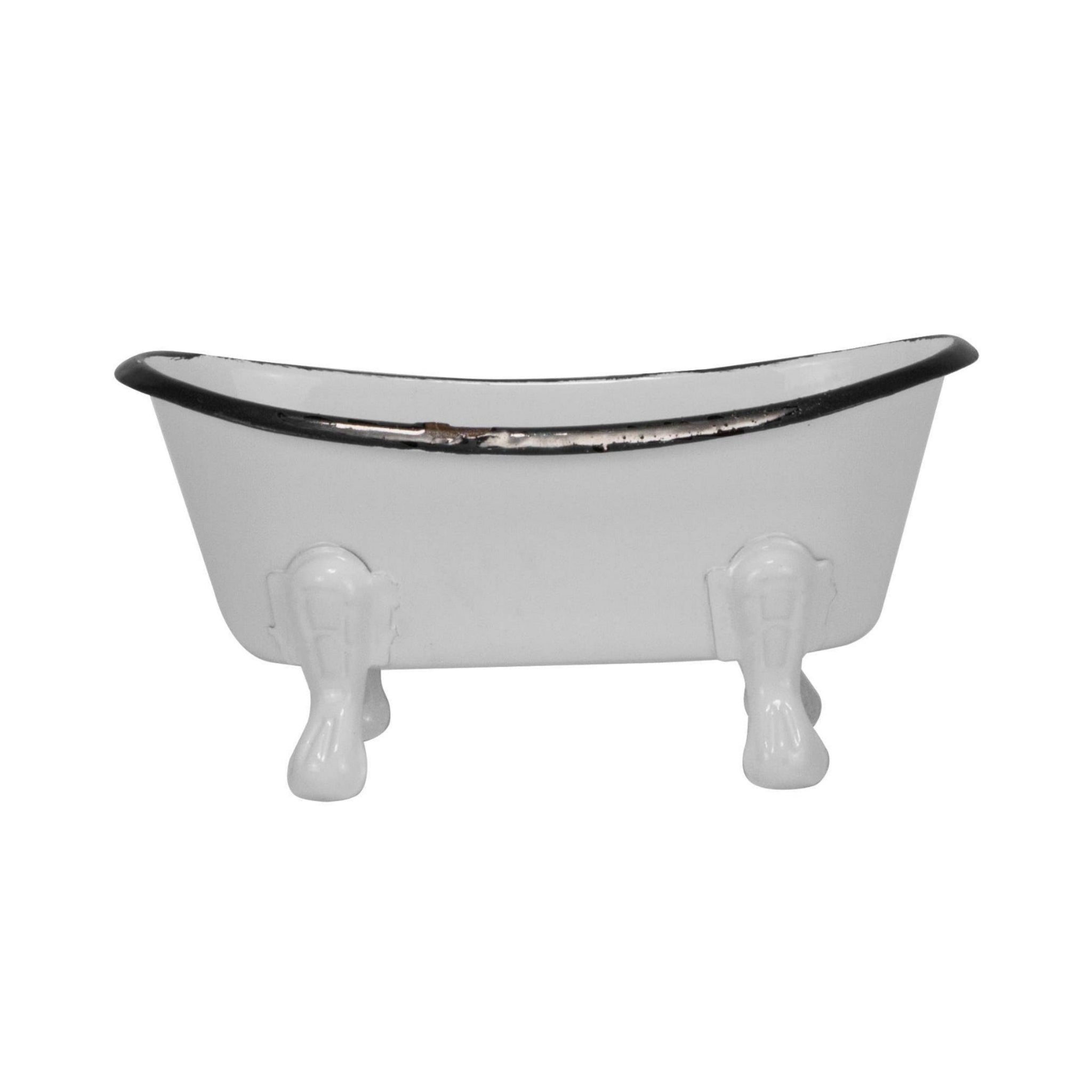 Enamel Bathtub Metal Soap Dish - DISTRESSED Vintage Look