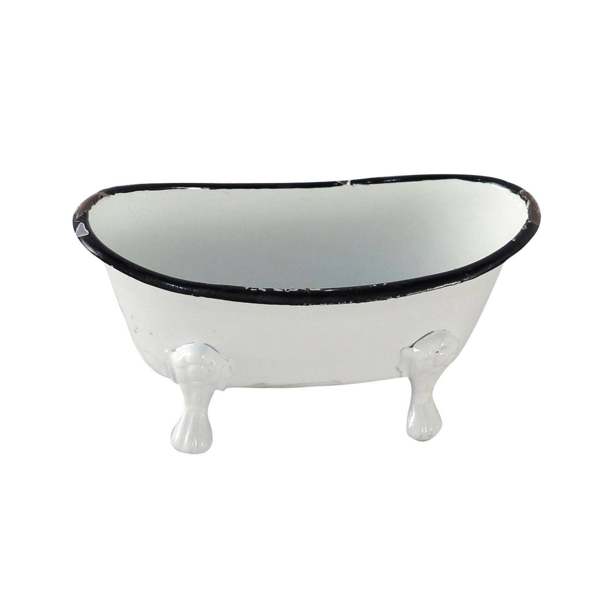 Enamel Bathtub Metal Soap Dish - DISTRESSED Vintage Look