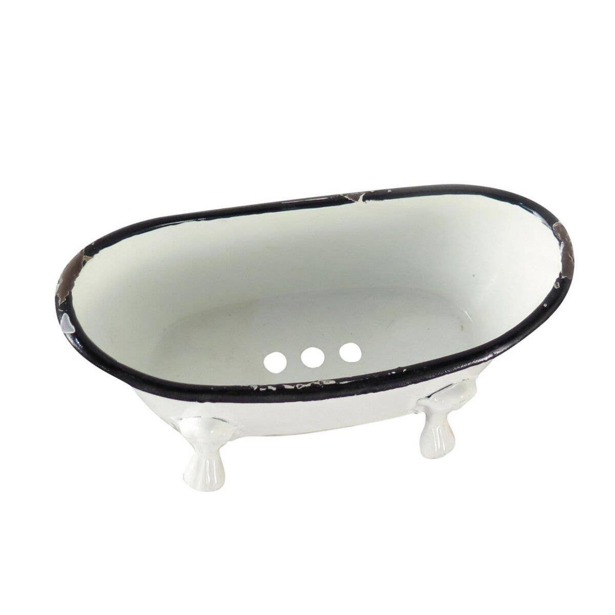 Enamel Bathtub Metal Soap Dish - DISTRESSED Vintage Look
