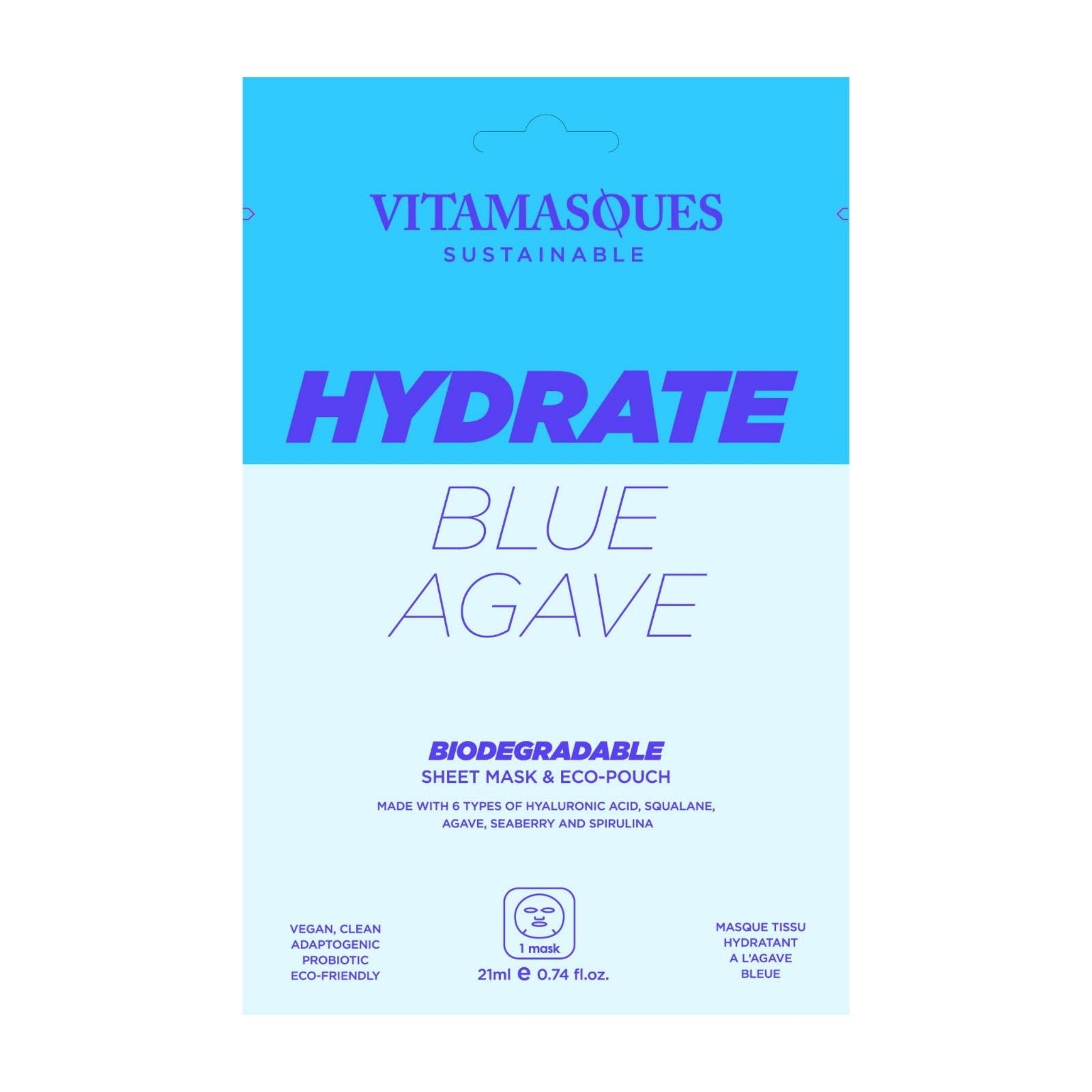 Hydrate BLUE AGAVE Biodegradable Face Sheet Mask