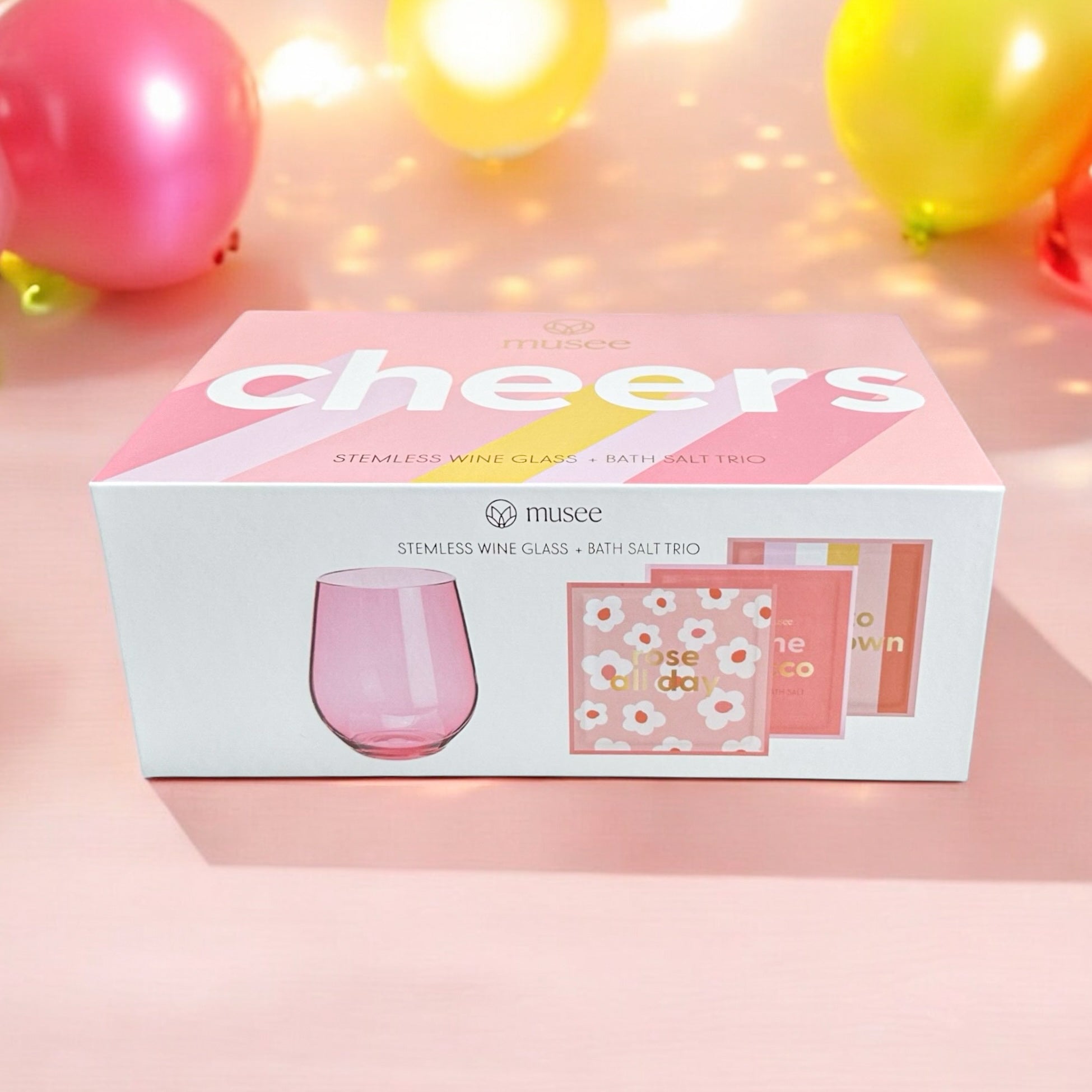 CHEERS Wine Glass + Bath Salts Gift Set