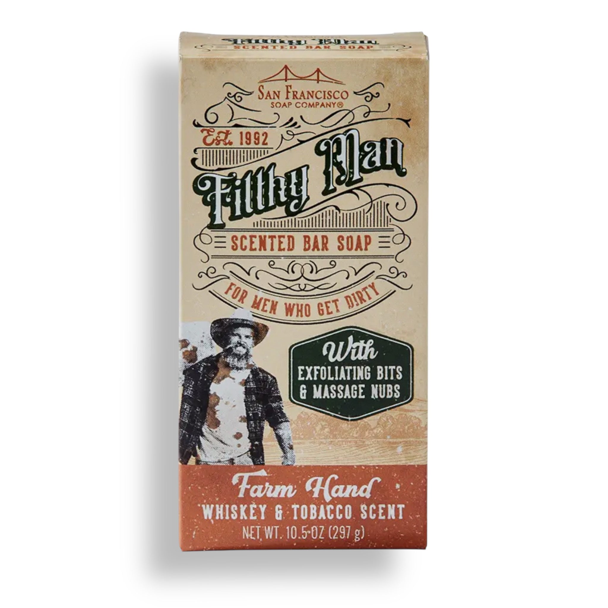 San Francisco Soap Company Farm Hand WHISKEY + TOBACCO Massaging Soap