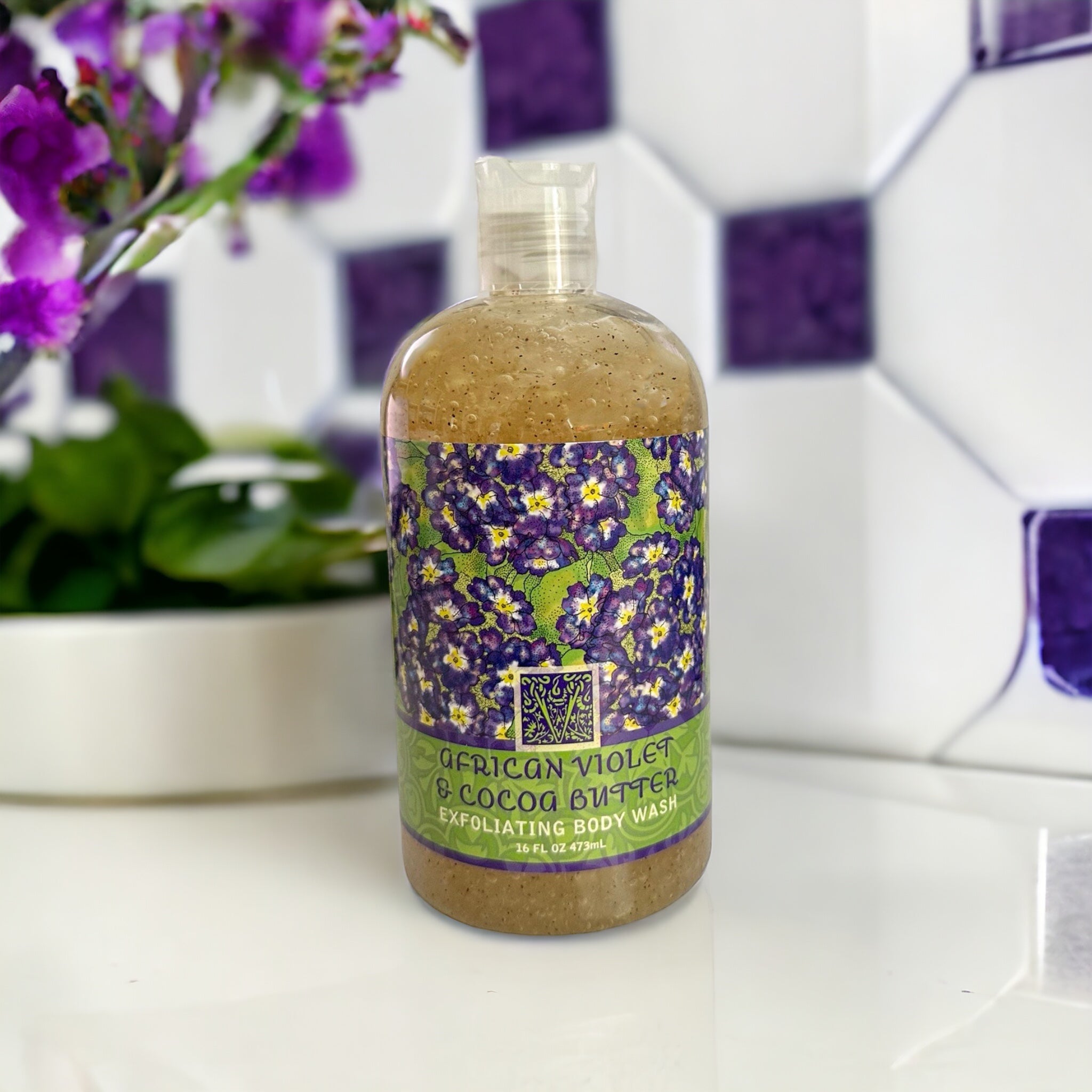 AFRICAN VIOLET Cocoa Butter Exfoliating Body Wash Greenwich Bay Trading Company