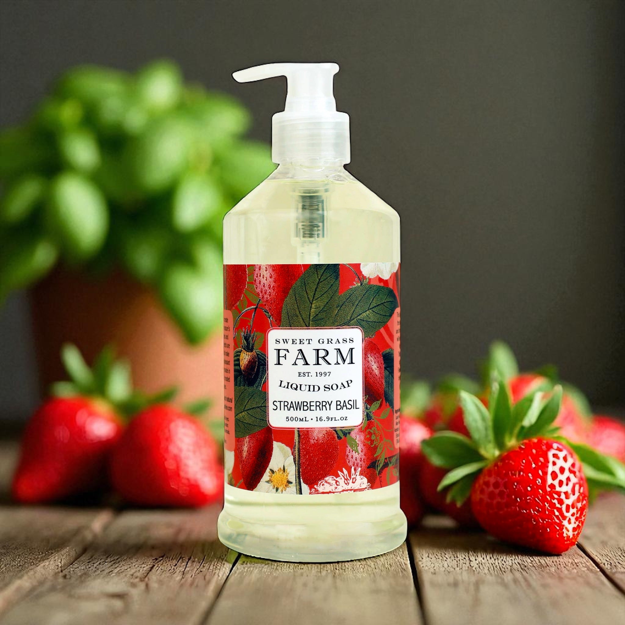 Sweetgrass Farm Liquid Soap with Wildflower Extracts Strawberry Basil