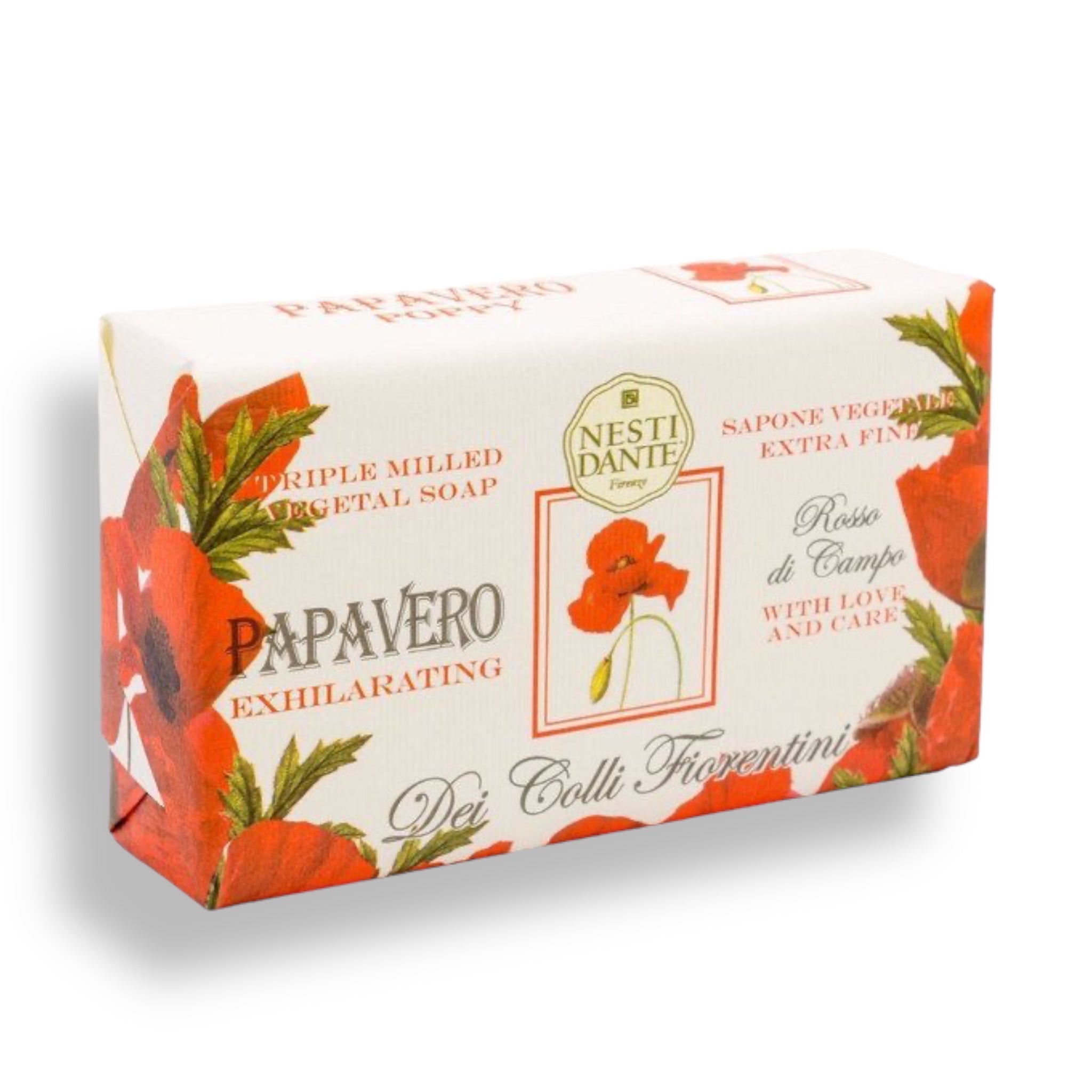 NESTI DANTE Italy Red Poppy Bar Soap (Papavero) - MerryBath.com