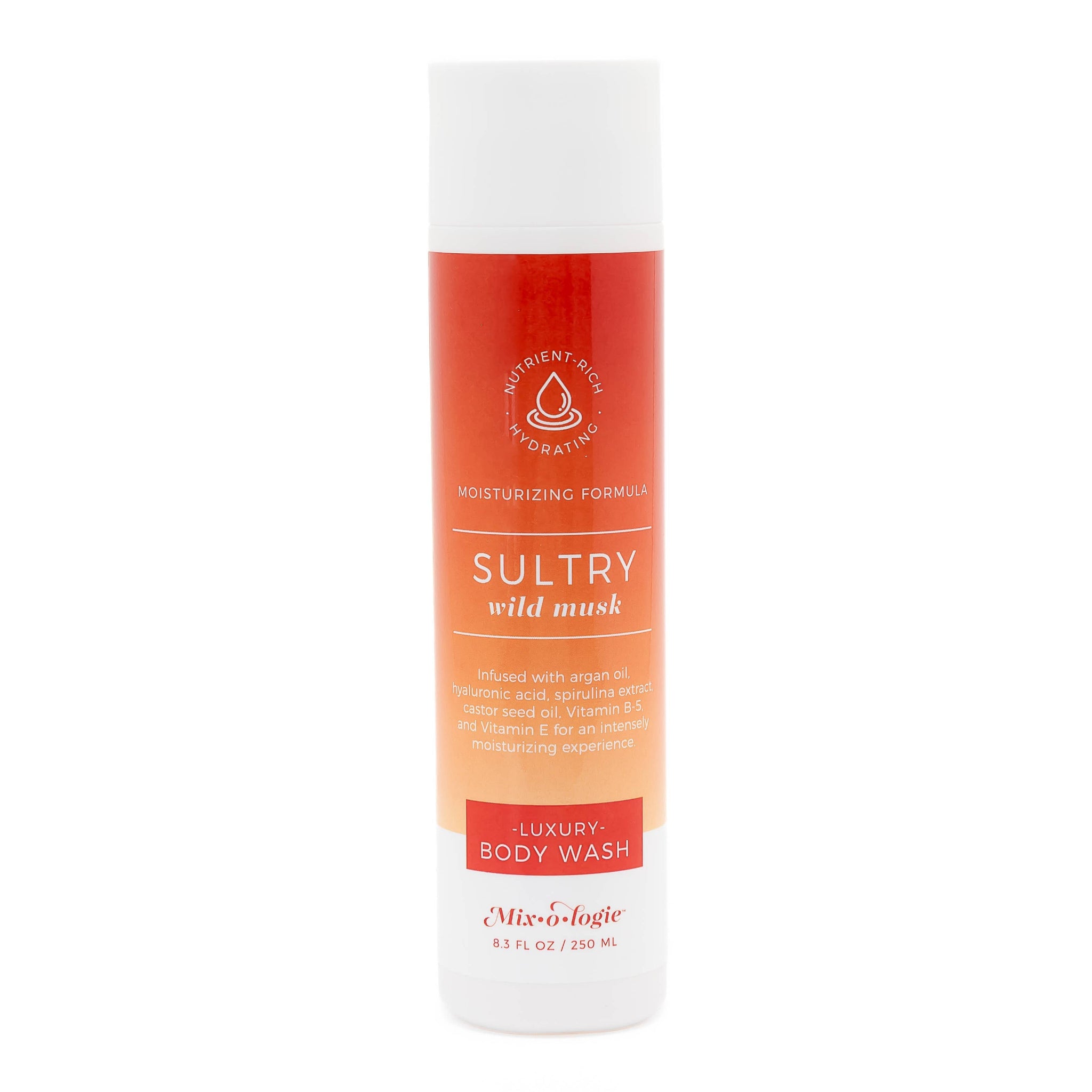 Body wash bottle labeled 'Sultry Wild Mask' on a white background