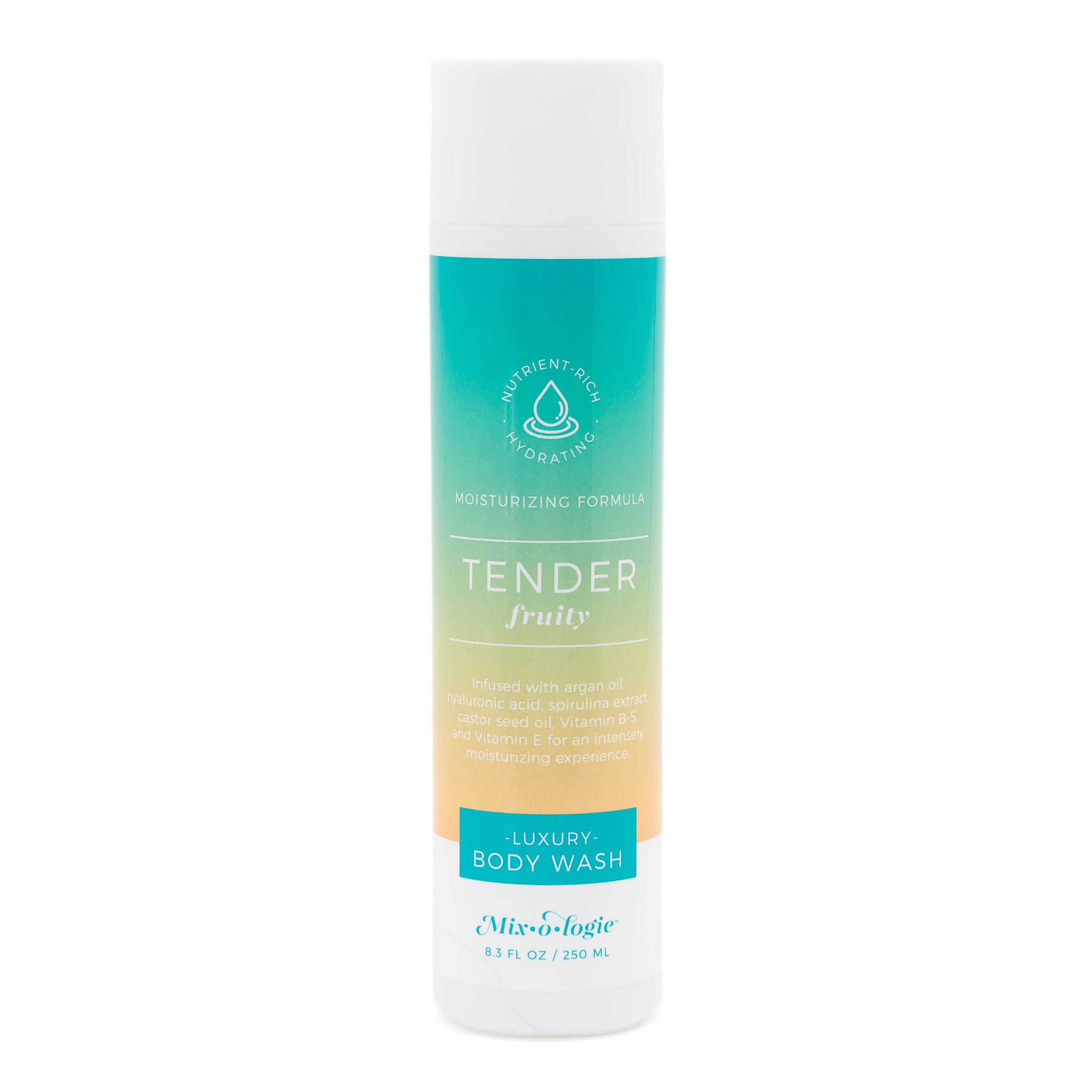 Tender body wash bottle with gradient design on a white background