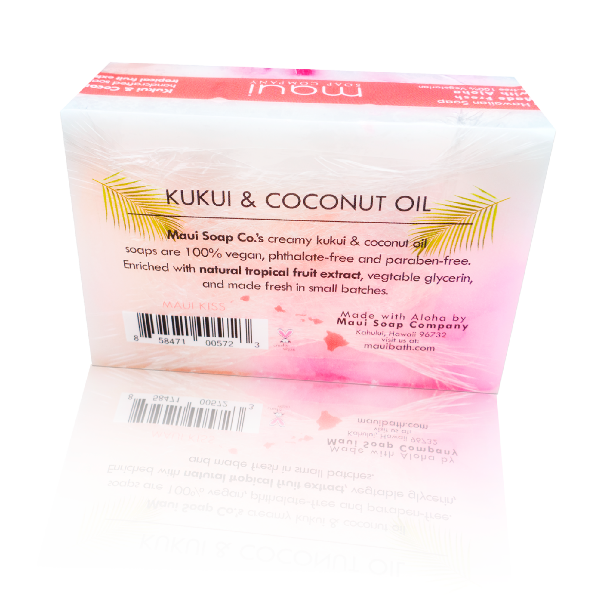 Bar of soap with 'Kukui & Coconut Oil' packaging on a white background