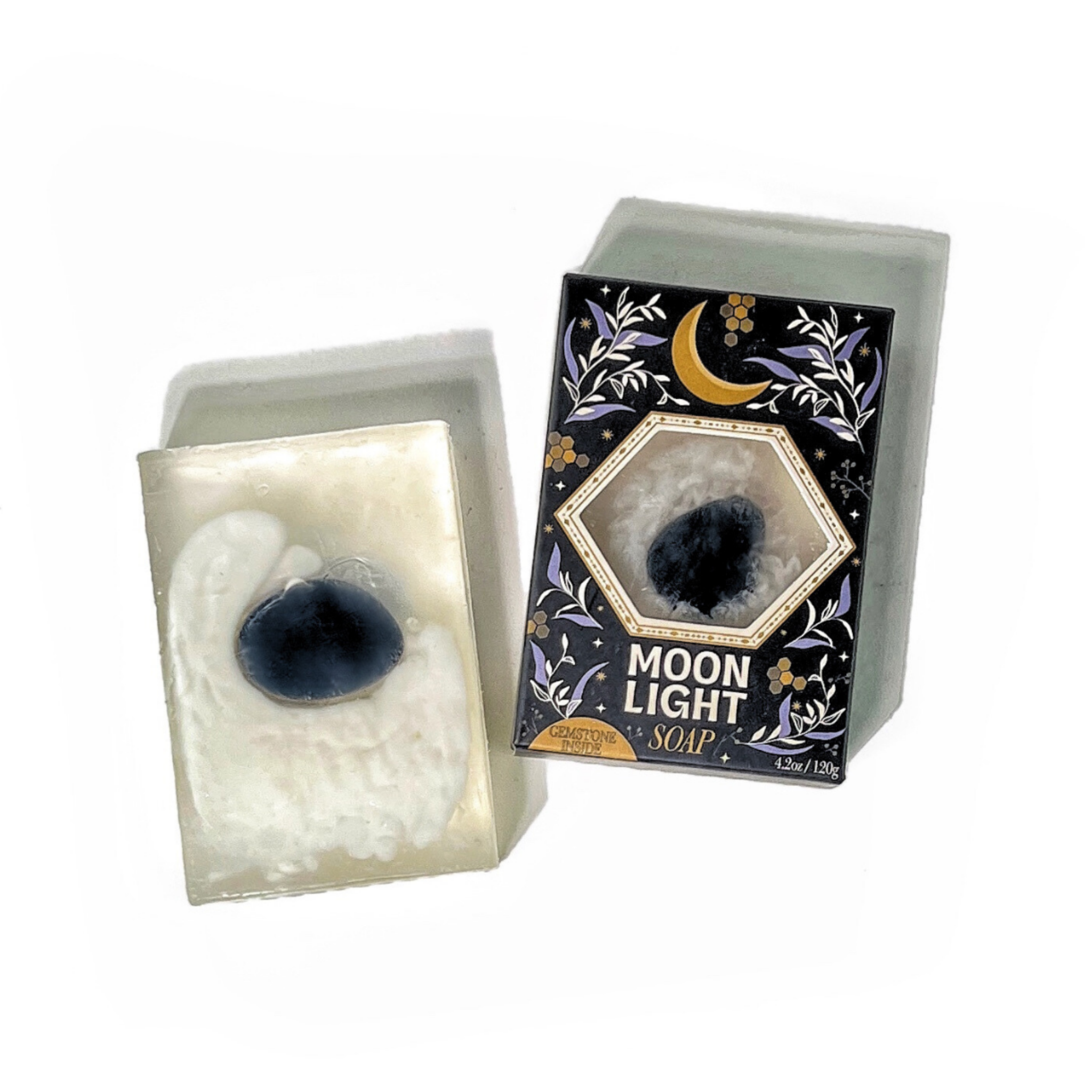 Moonlight soap with packaging on a white background