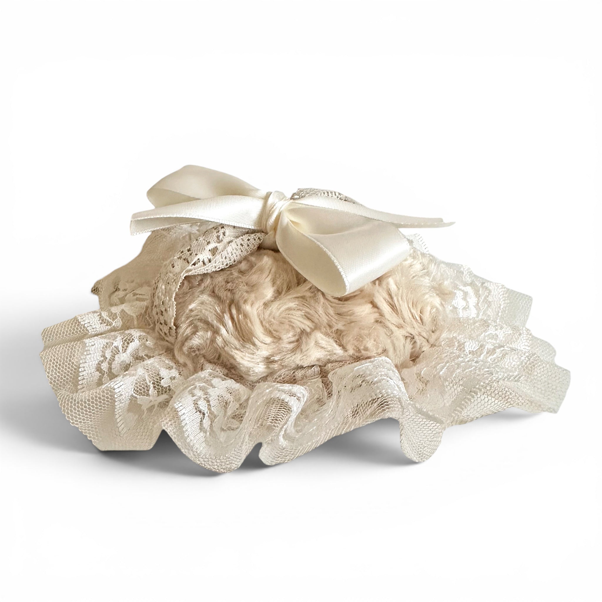 One-of-a-Kind Victorian Lady Vanity Powder Box with Handmade Lace Puff
