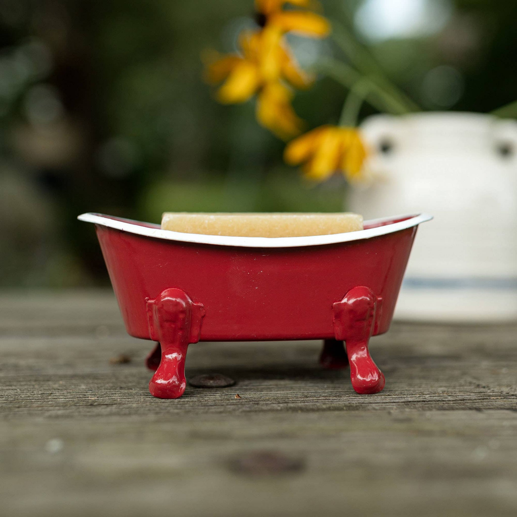 Red Enamel Bathtub Metal Soap Dish