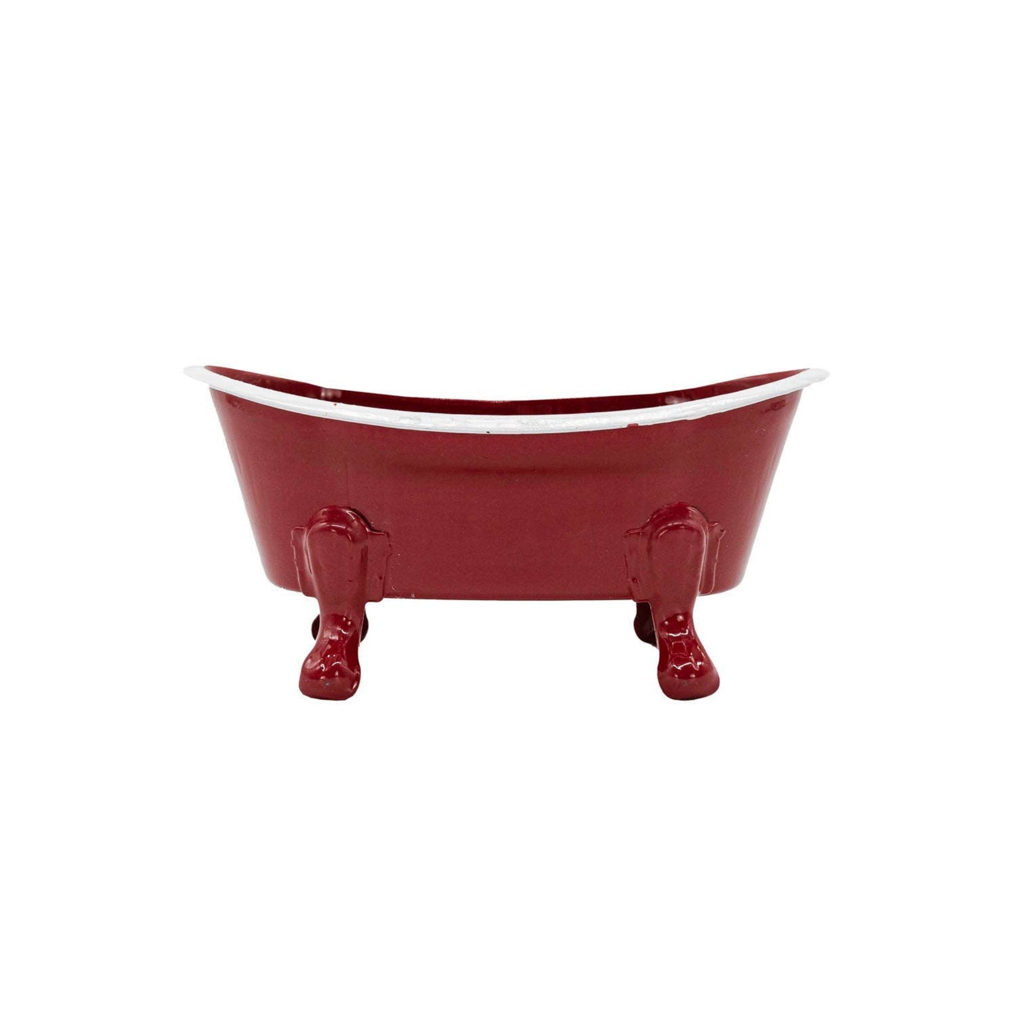 Red Enamel Bathtub Metal Soap Dish