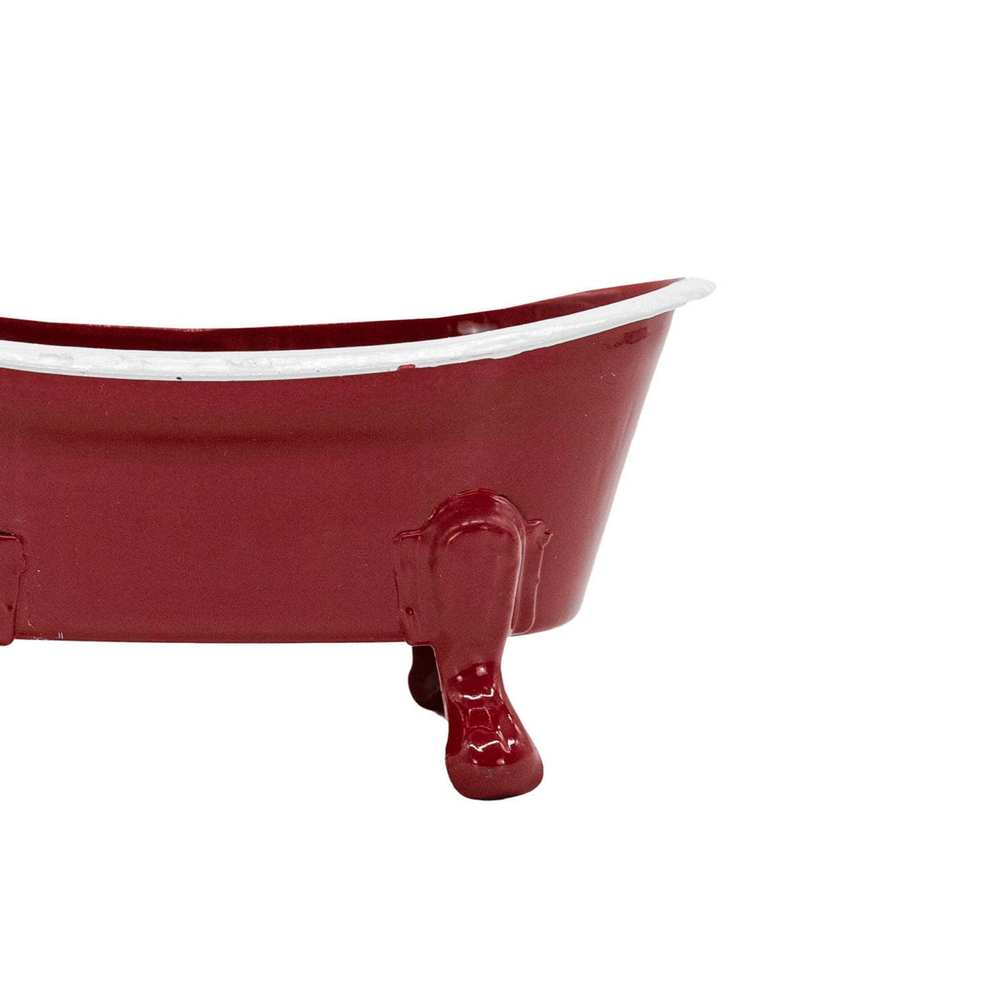 Red Enamel Bathtub Metal Soap Dish