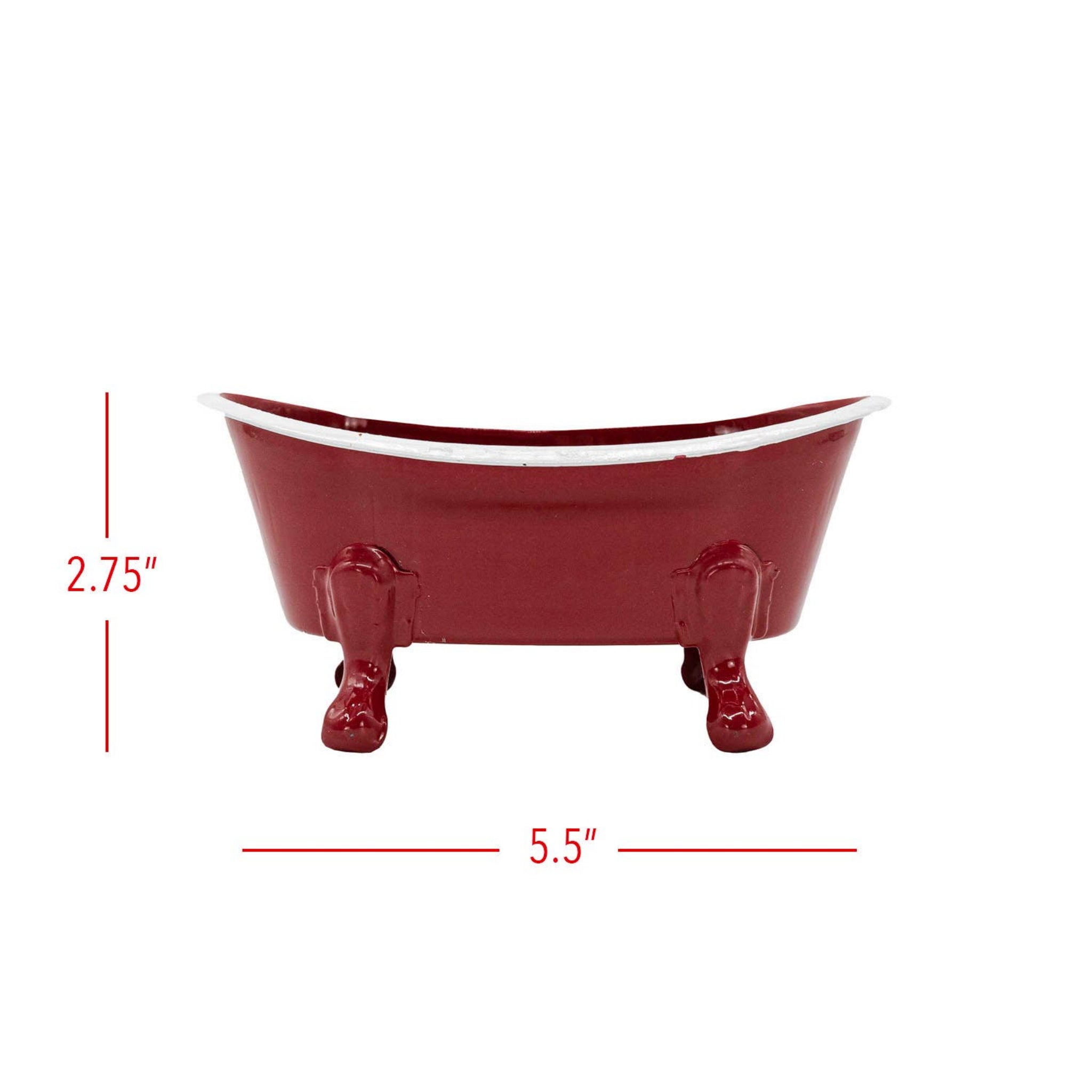 Red Enamel Bathtub Metal Soap Dish