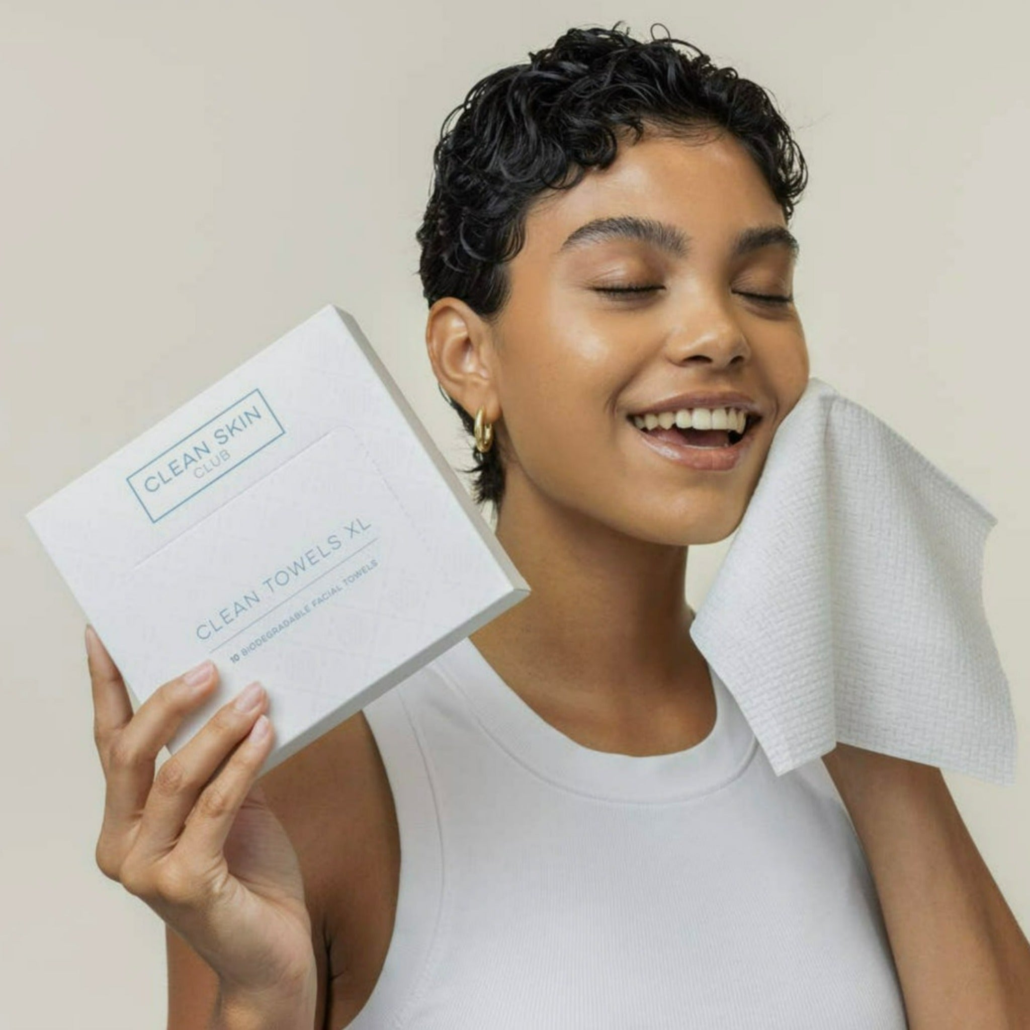CLEAN Skin Club Face Towels XL 10ct Vegan Biodegradable Eco-Friendly